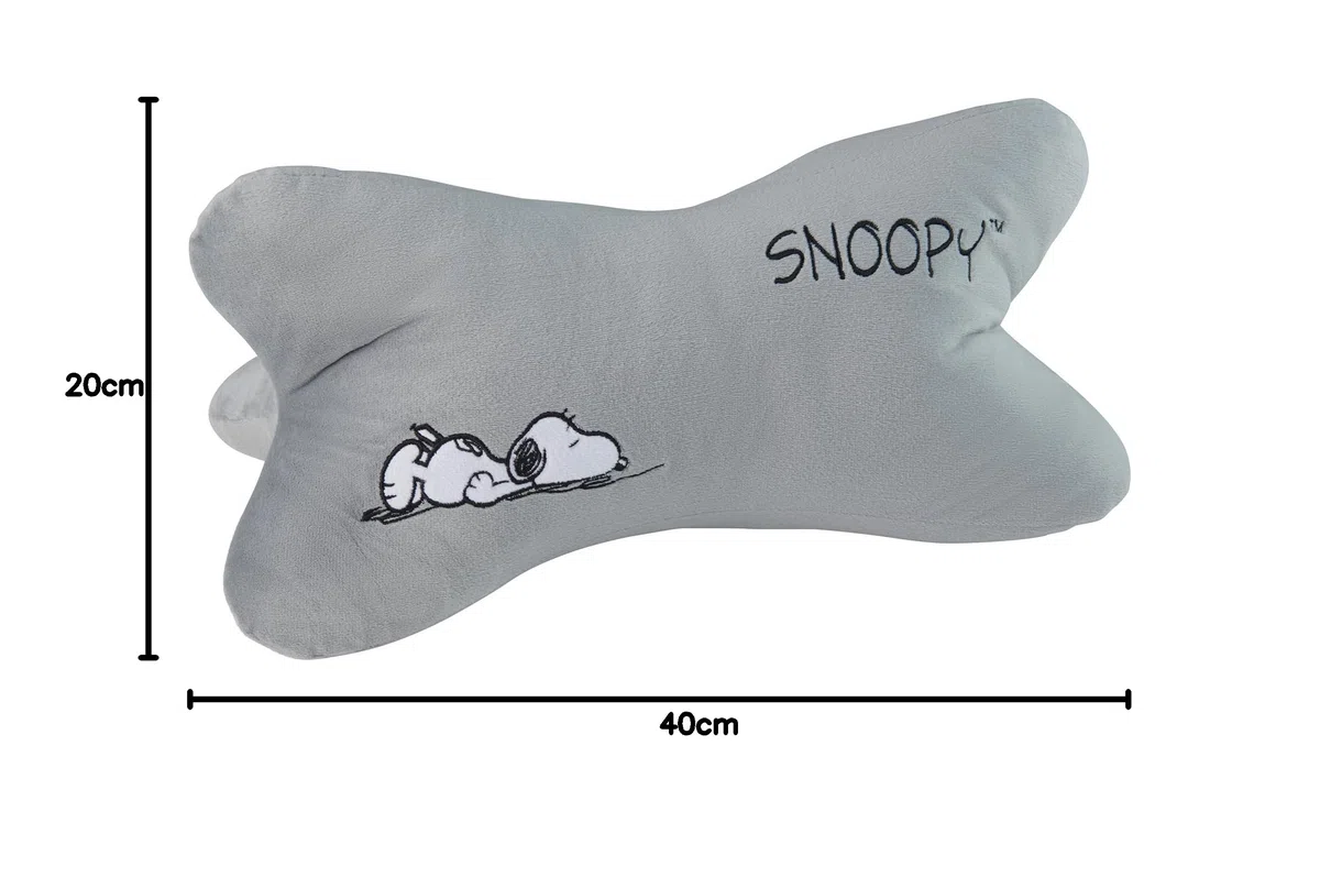United Labels The Peanuts Snoopy Leseknochen - Nackenkissen Nackenrolle Lesekissen Kissen Stützkissen für Bücher und Tablets Grau 40 x 20 cm