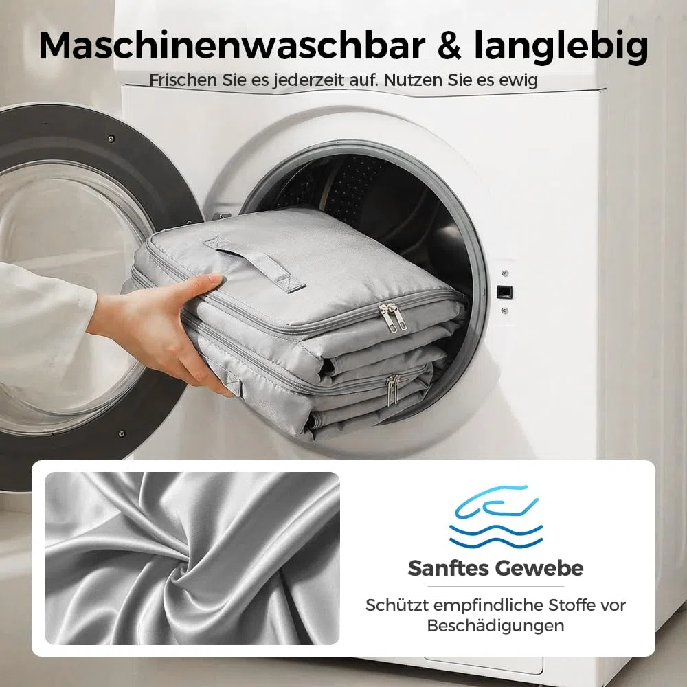 Ultra Platzsparender Aufbewahrungstasche, 2026 Neu Aufbewahrungstasche für Bettdecken, Aufbewahrung BettwäSche, Kompression Clothes Storage für Kleiderschrank Schlafzimmeraufbewahrung (Grau, XL)