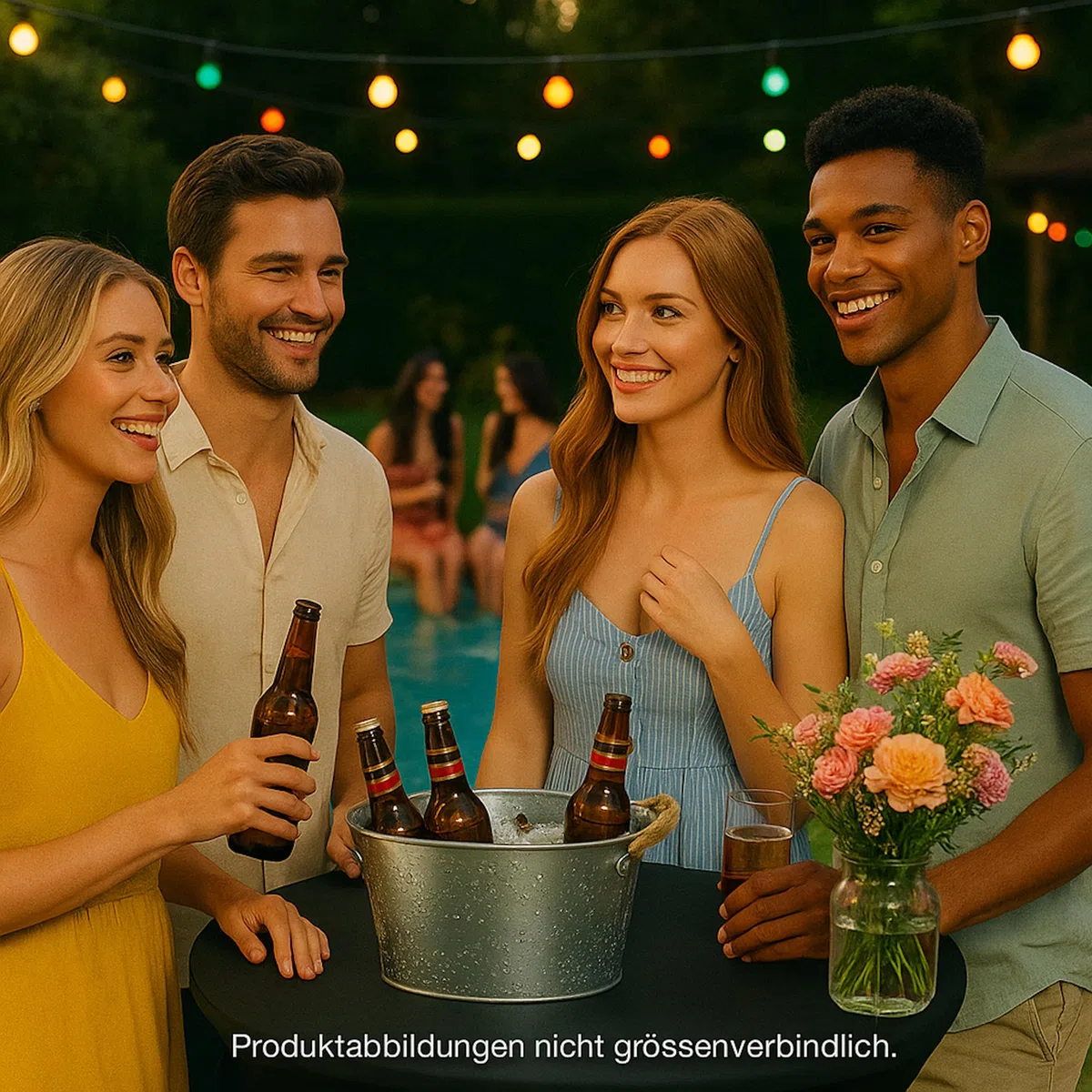 Flaschenkühler Weinkühler Getränkekühler Champagnerschale Metall mit 6 Litern Fassungsvermögen und Seilgriffen Getränkewanne für Party Event Grillfest
