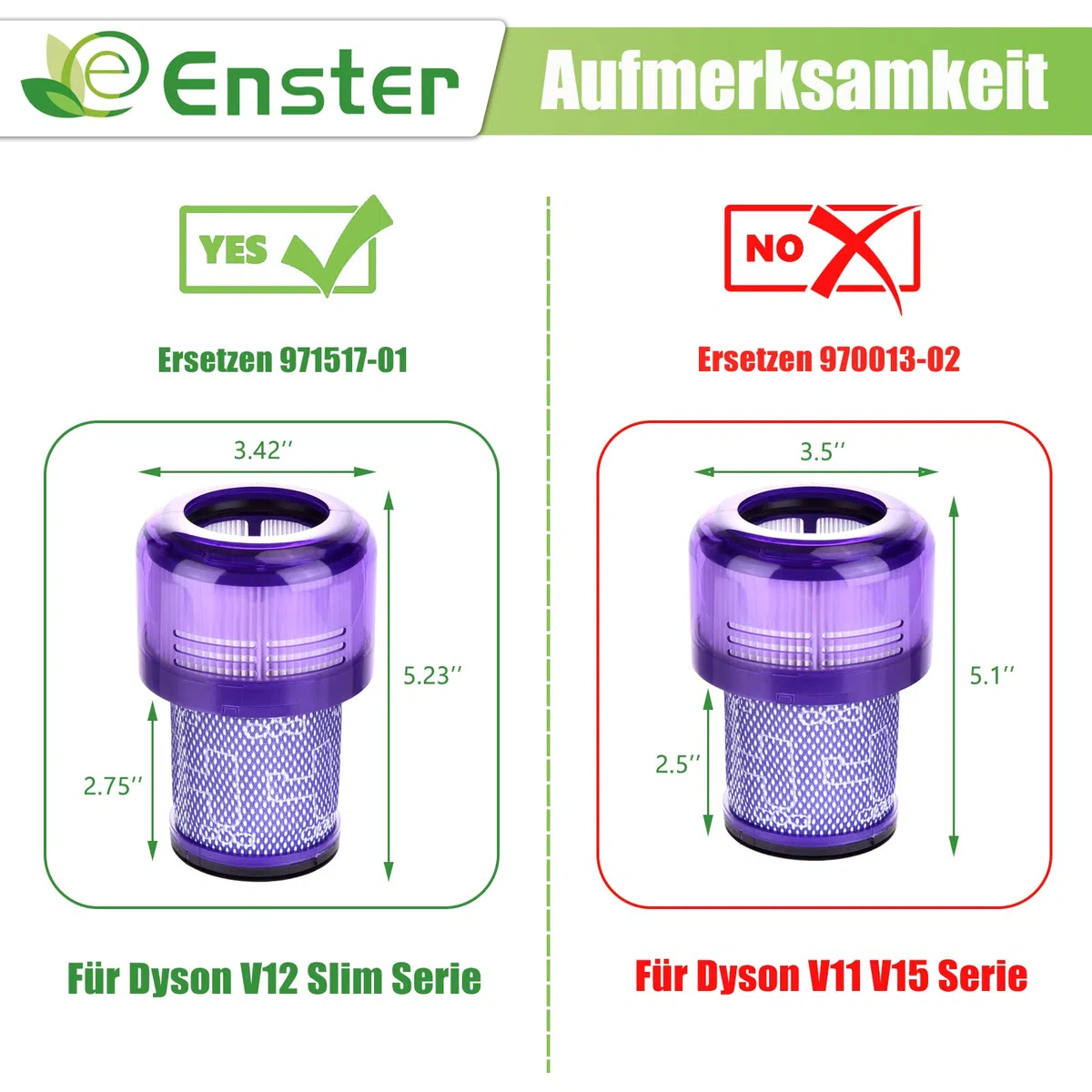 Hepa Filter für Dyson V12 Detect Slim Absolute Extra Waschbar 3 Stück V12 Filter Ersatzfilter Zubehör für Dyson Slim Staubsauger Ersetzen Sie # 971517-01