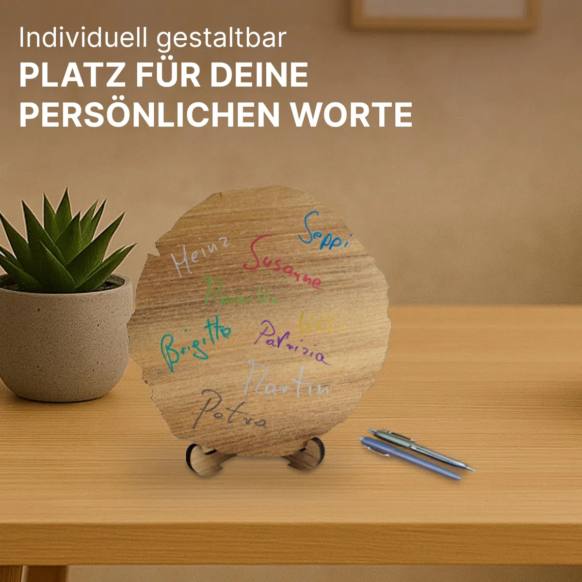 DARO Design – Baumscheibe mit Gravur für 66. Geburtstag – Geburtstags Geschenk aus Holz – Hochwertige Holz Geschenke mit Gravur ideal für Geburtstag – Dicke 6mm, Durchmesser 20cm – Made in Germany