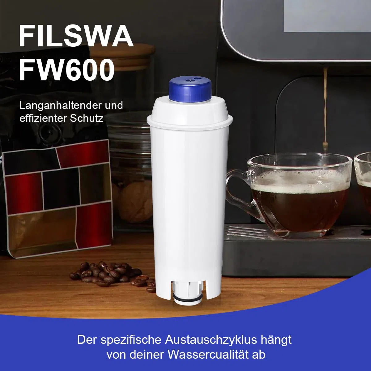Ersatz für Delonghi Wasserfilter (DLSC002), Kompatibel mit Kaffeevollautomaten, ECAM-Serie, Dinamica, Magnifica & Magnifica S/Evo, ETAM Autentica, Eletta Explorer, Prima Donna, Rivelia, Esam.