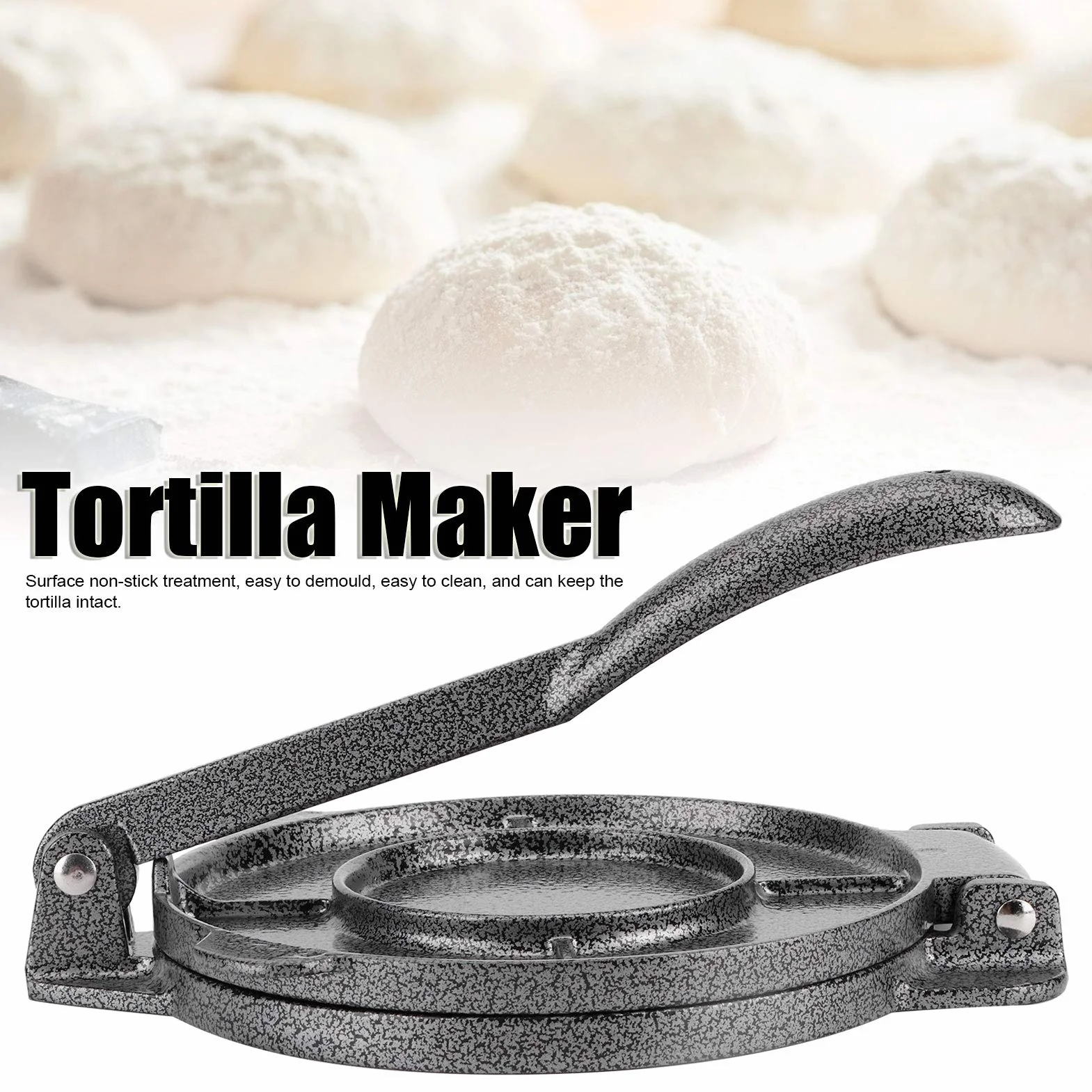Tortilla Presse 6.5in aus Gusseisen, Taco Presse Roti Maker, Tortilla-Presse, Robuste Gusseisen-Tortilladora-Presse, Vorgewürzte Tortilla Maker für hausgemachte Tortillas, Grau