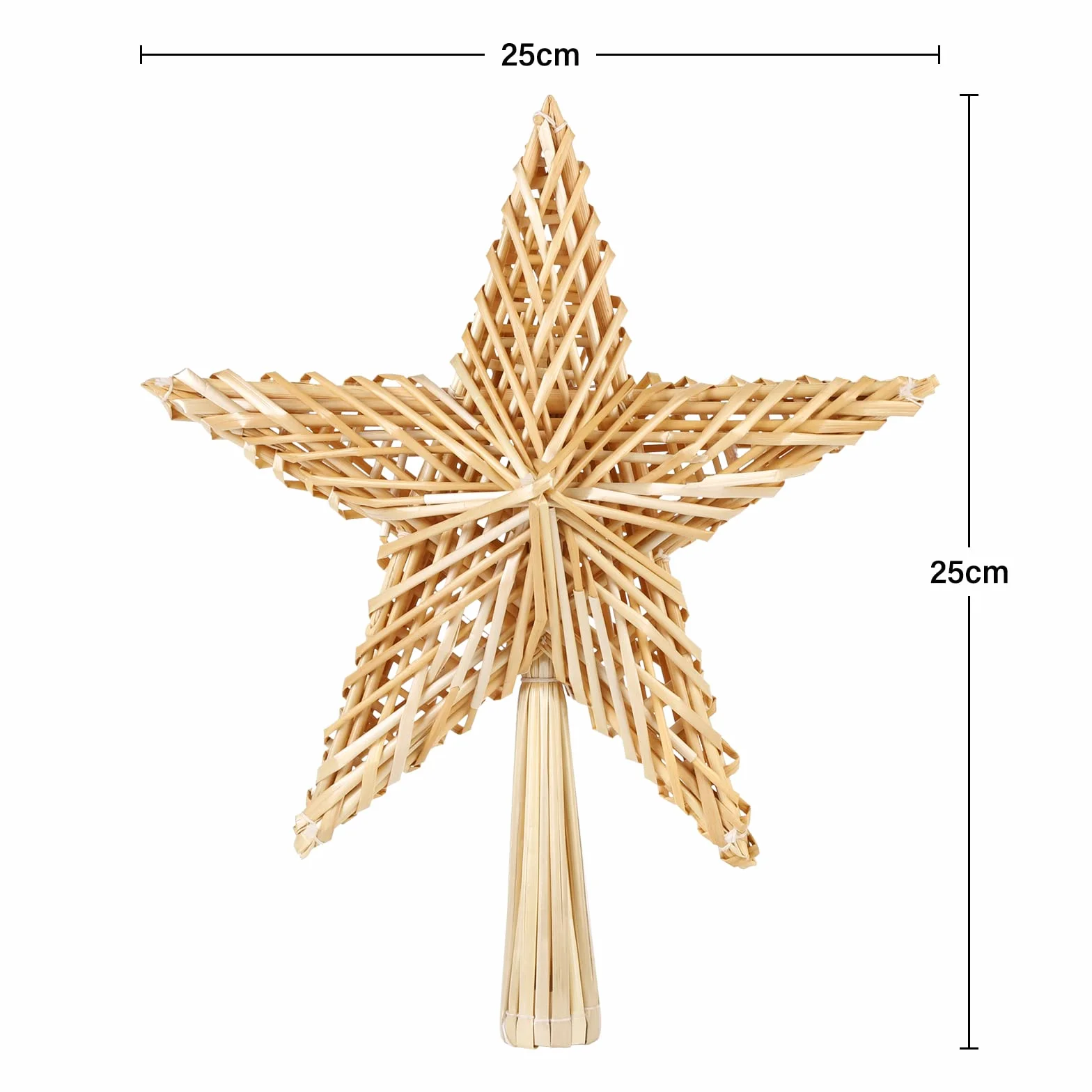SALCAR Strohsterne 25CM Christbaumspitze Stern aus Stroh, handgemachter natürlicher Schmuck für Christbäume