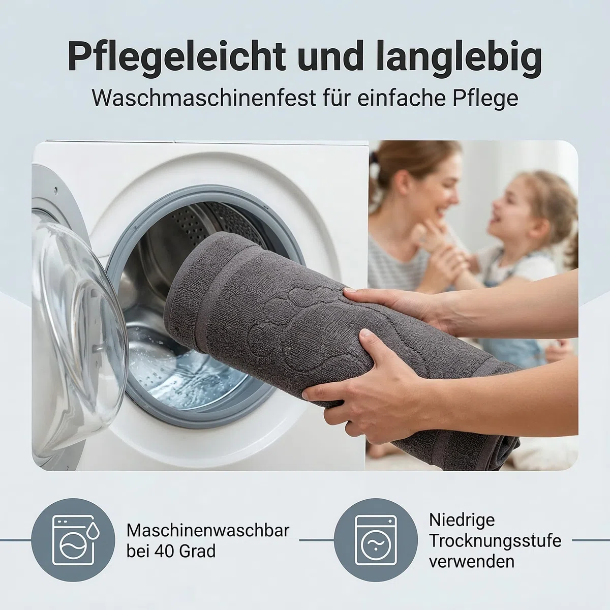 Komfortec 2er Badvorleger aus 100% Baumwolle, 800 GSM, Waschbar, Badematte, Badteppich, Saugfähig, Frottee, 50x80 cm, Anthrazit Grau