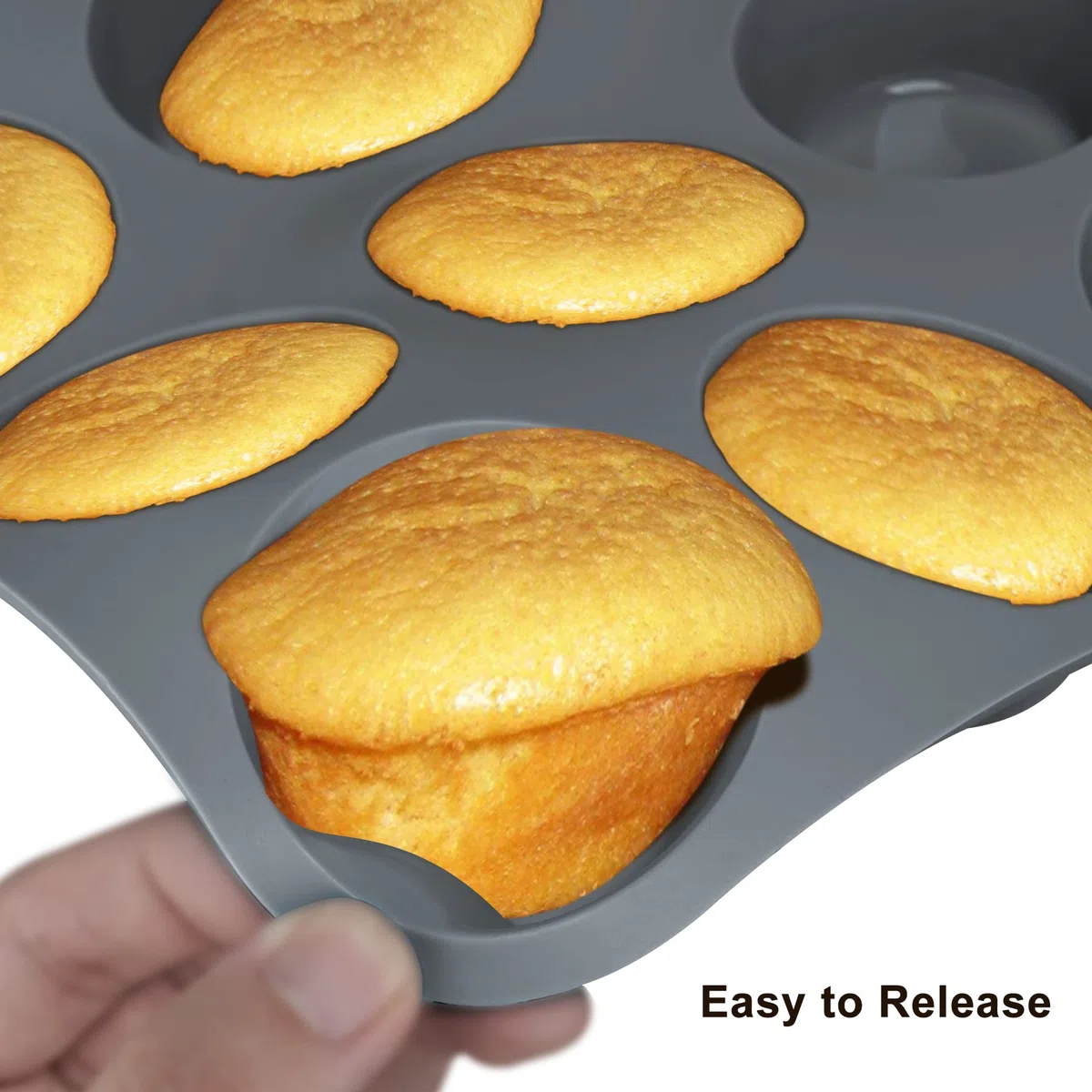 Aschef 12x Antihaft Silikon Backformen Brotbackform Kuchenform Muffinform mit Teigschaber Backpinsel Messlöffel Set, Hitzebeständige Backform für Backen Pizza Brot Kuchen Cupcake Muffin- Grau