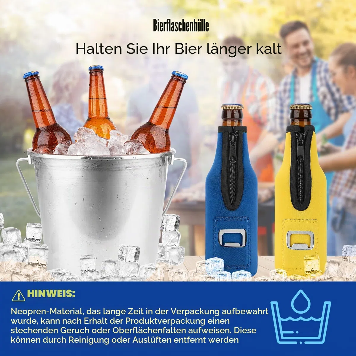 4 Stück 12oz 330 ml Bier Flaschenkühler Neopren Manschette Bierkühler Flaschen Kühlmanschette Getränkekühler Isoliert Reißverschluss für Outdoor Unterwegs Party Bierflasche Kühler