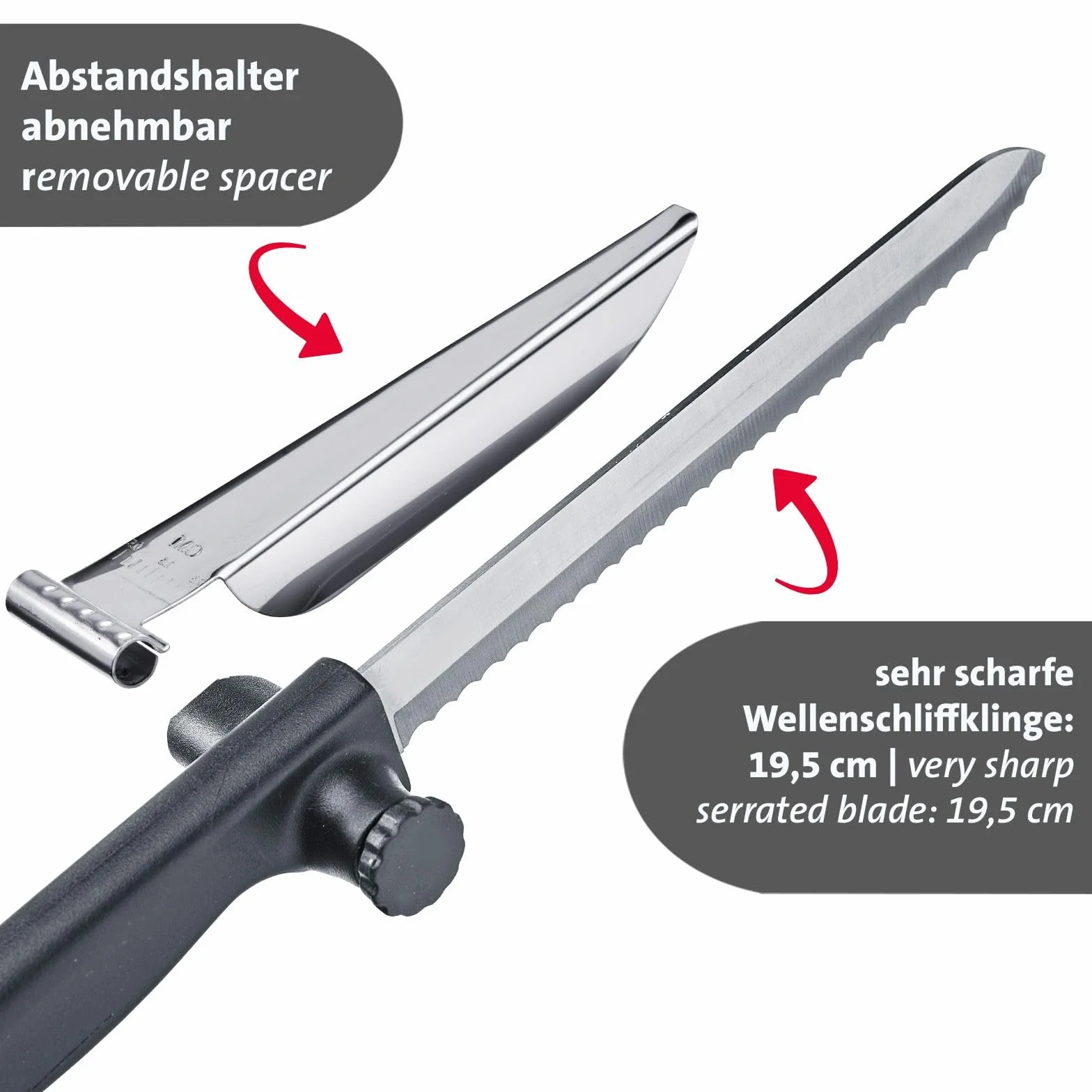 Westmark Multi-Messer So Clever – Küchenmesser mit Abstandshalter, scharfes Brotmesser, Allzweck-Messer für Aufschnitt, Gemüse und andere Lebensmittel – Edelstahl-Klinge, BPA-frei