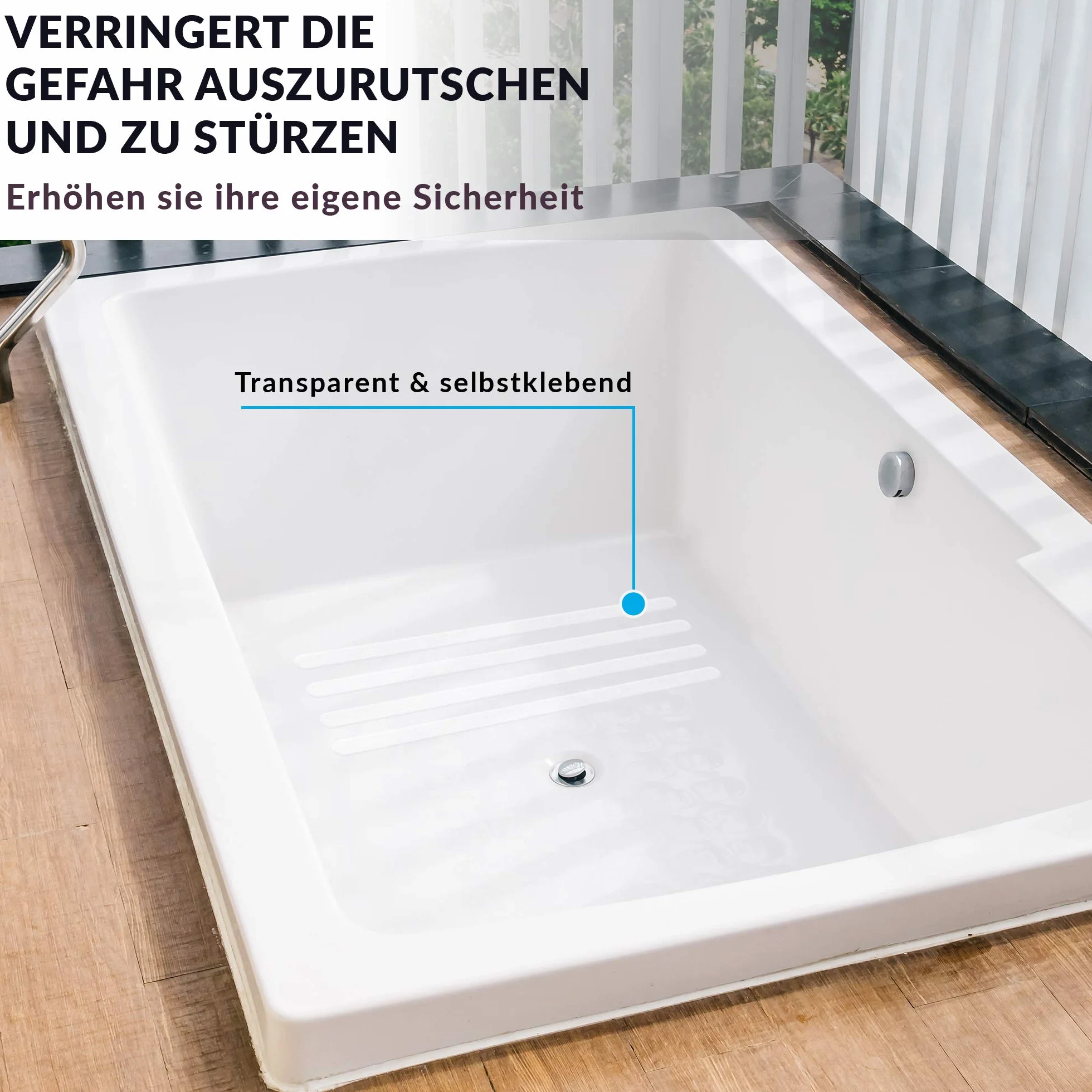 Anti-Rutsch Streifen für Badewanne & Dusche - 100% Transparent & Selbstklebend - Antirutsch Sticker Badewanne - Antirutschmatten - Duschmatten rutschfest