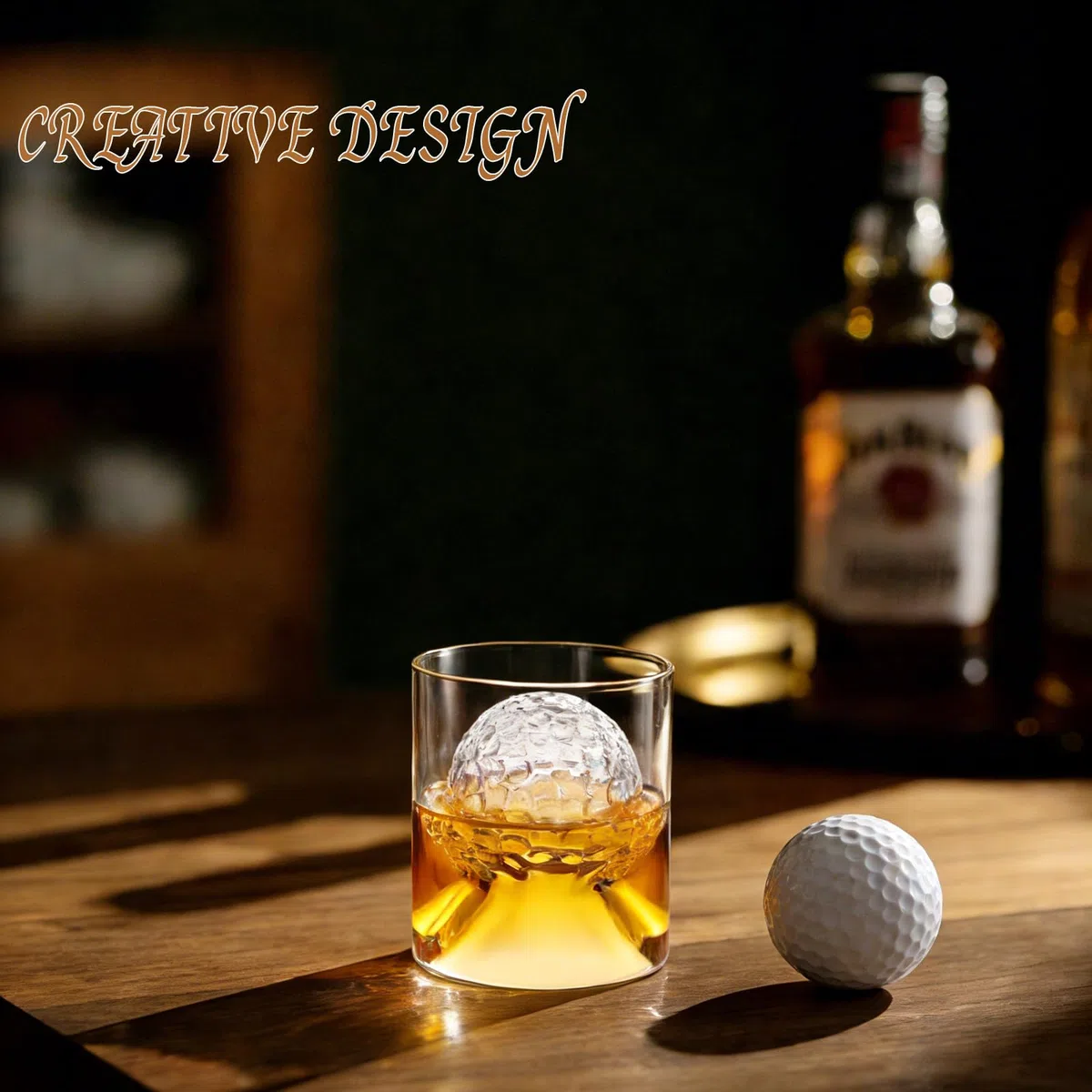2-teiliges Whiskyglas, Golf-Whiskyglas-Set, 50 ml, Whiskyglas mit eingebettetem Golfball, Kaffeetasse, Weinglas, Rotweinglas für Cocktail-Geschenke für Golfer, beide Seiten sind nutzbar