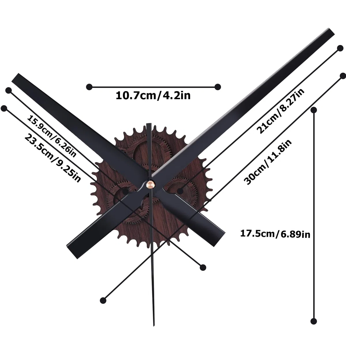 Nizirioo 3D Uhrzeiger Wanduhr Vintage, DIY 3D Wanduhren, 3D-Uhrzeiger Uhrwerk mit Zeiger, Zahnräder aus Holzmaserung, Große Wanduhrzeiger 42cm für Wohnzimmer Restaurant Büro