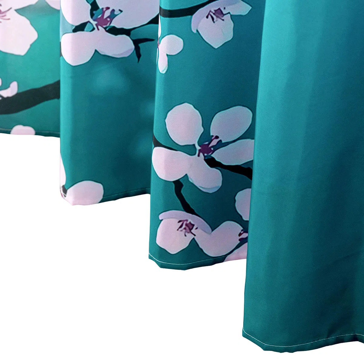 LIGICKY Japanischer Stil Duschvorhang für Badezimmer Durable Wasserdicht Stoff Duschvorhänge für Home Decor 180 x 180 cm, Pflaume auf blauem Hintergrund Set mit Duschvorhangringen