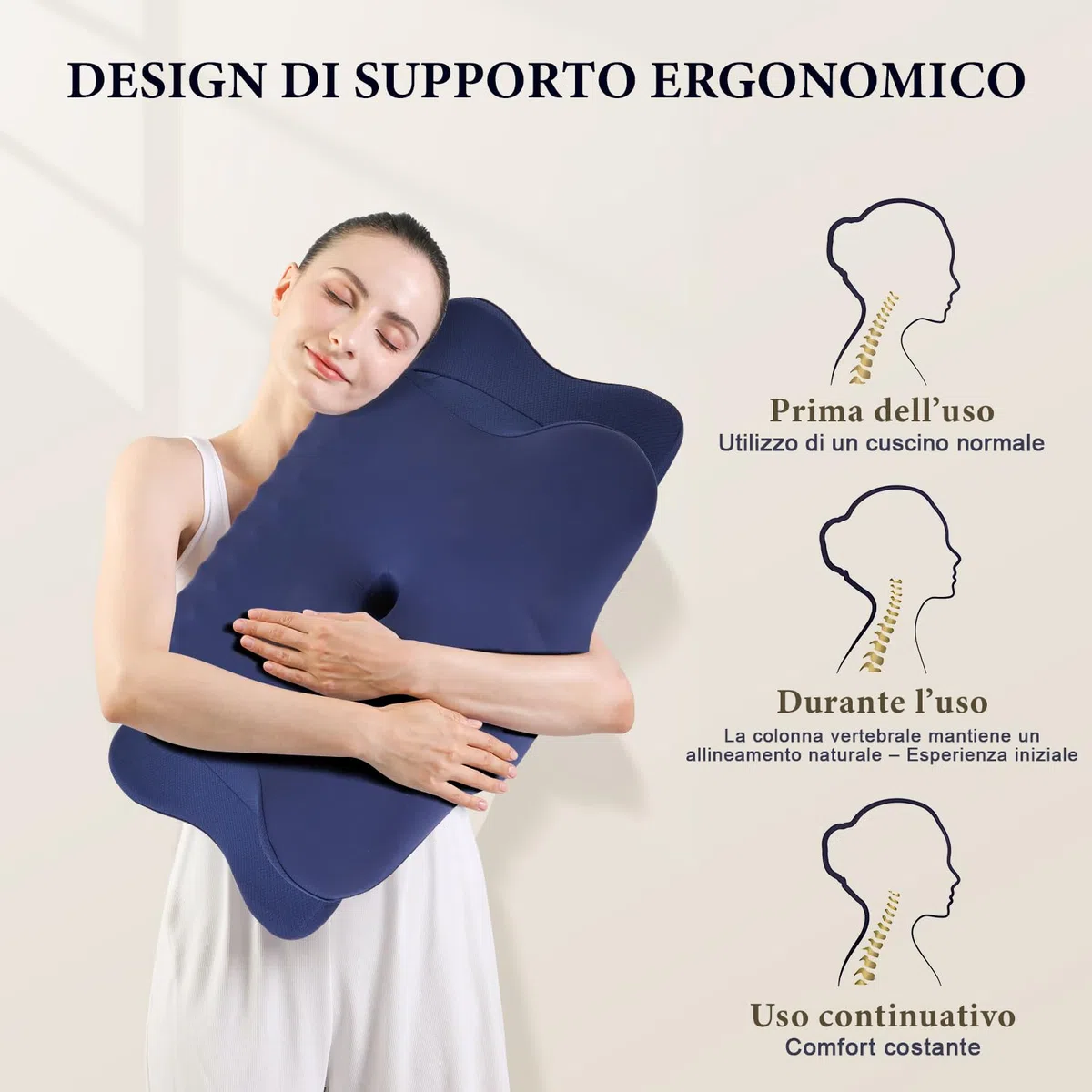Nackenkissen Kopfkissen, Memory Foam Dunkelblau