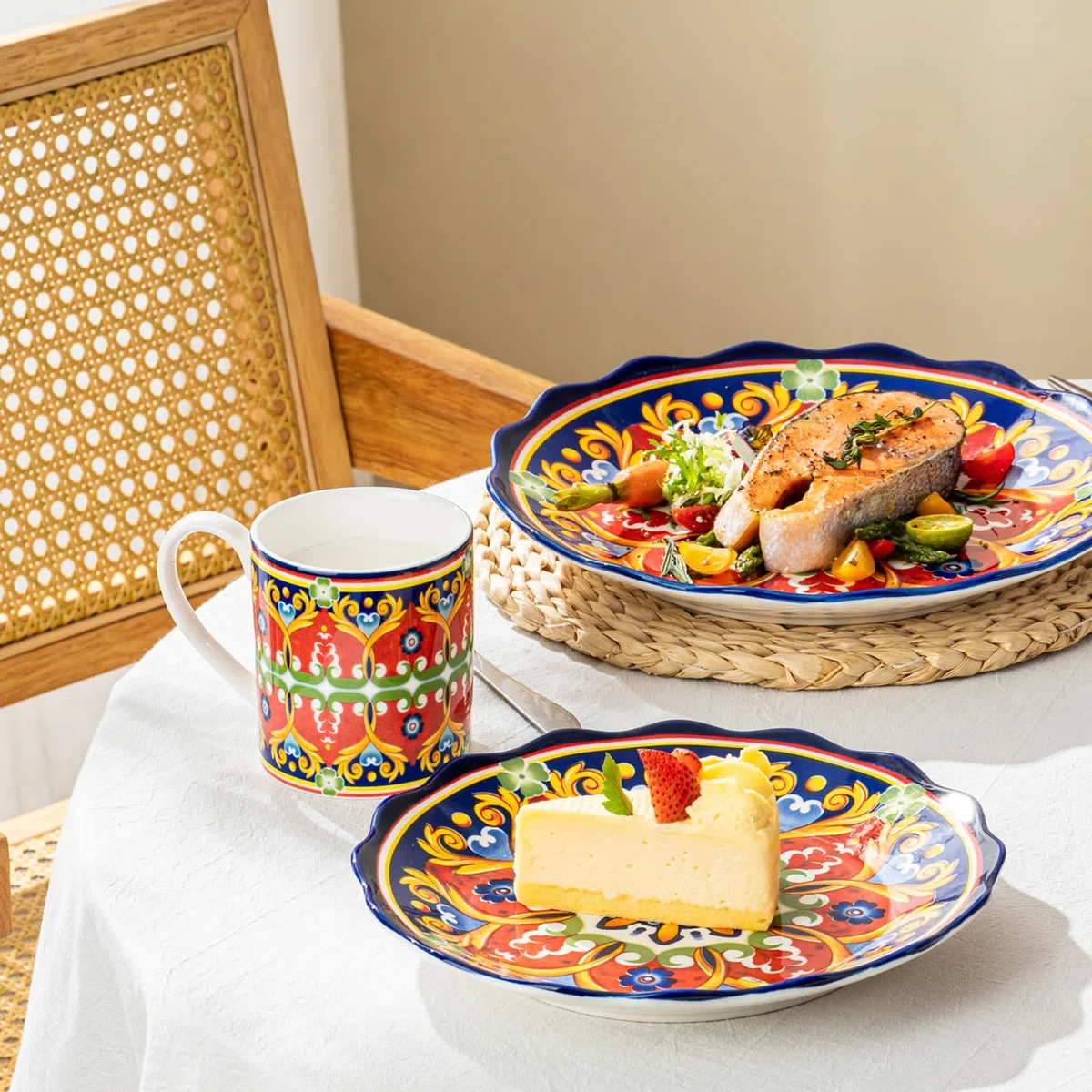 UNICASA Kaffeetasse Set, 4er Set Kaffeebecher aus Porzellan für Kaffee - 360ml, Cappuccino und Latte Macchiato, Geschirrservice 4 Farbe