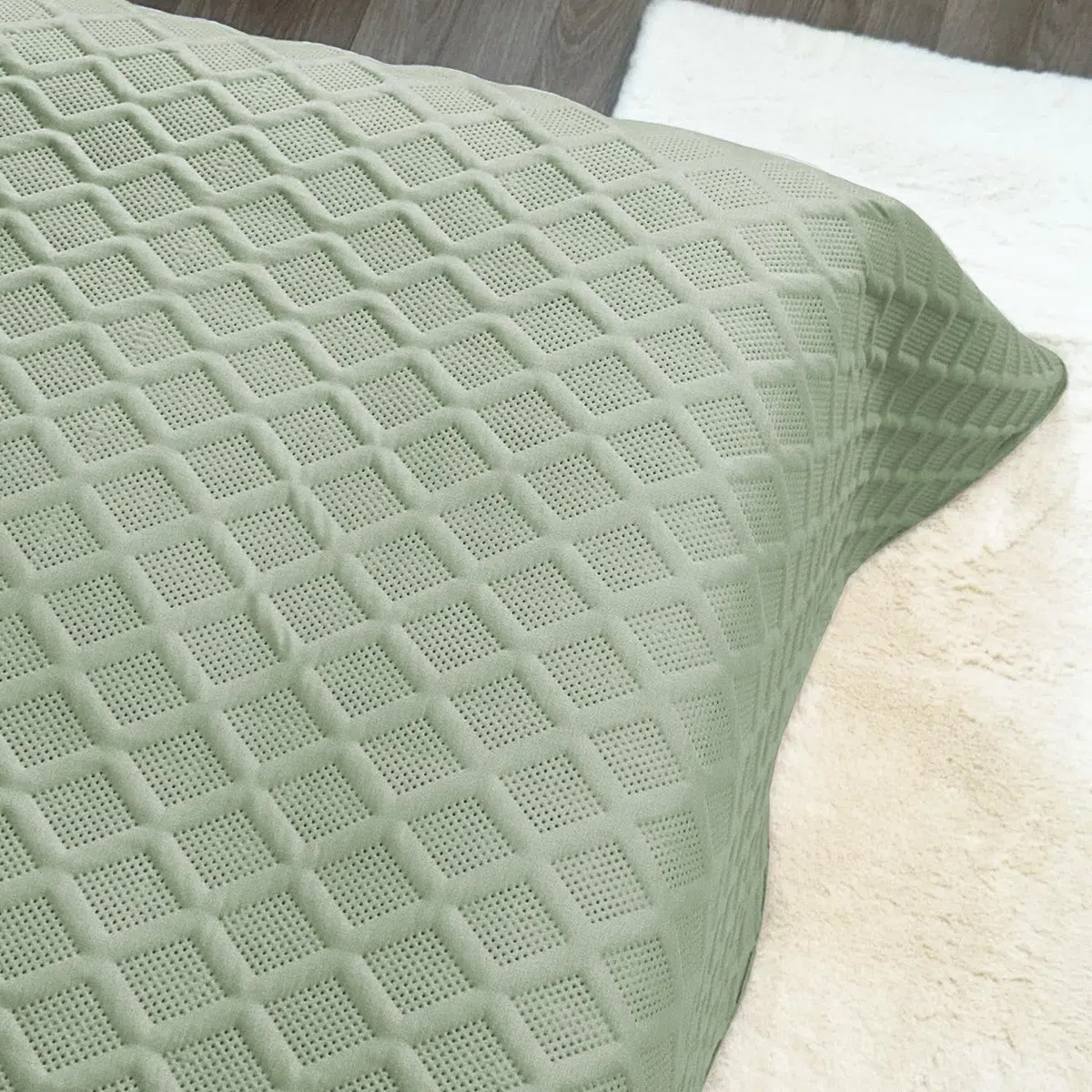 Euromat Tagesdecke Steppdecke Bettüberwurf (Ohne Kissenbezüge) Größe: 220x240 cm (Pastellgrün- Parla 3D)