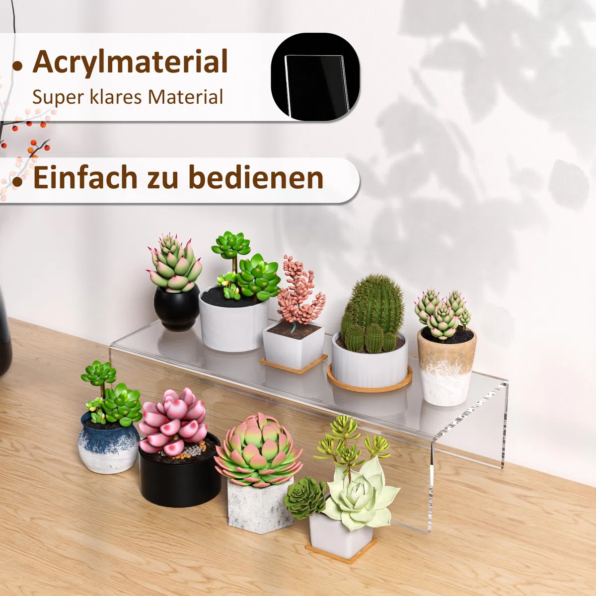 Sezanrpt Acryl Regal Riser 30x12x7.5cm Packung von 2, Desktop rechteckige Acryl Tablett Sockel Ständer für Figur, Taschen, 30x12x7.5cm