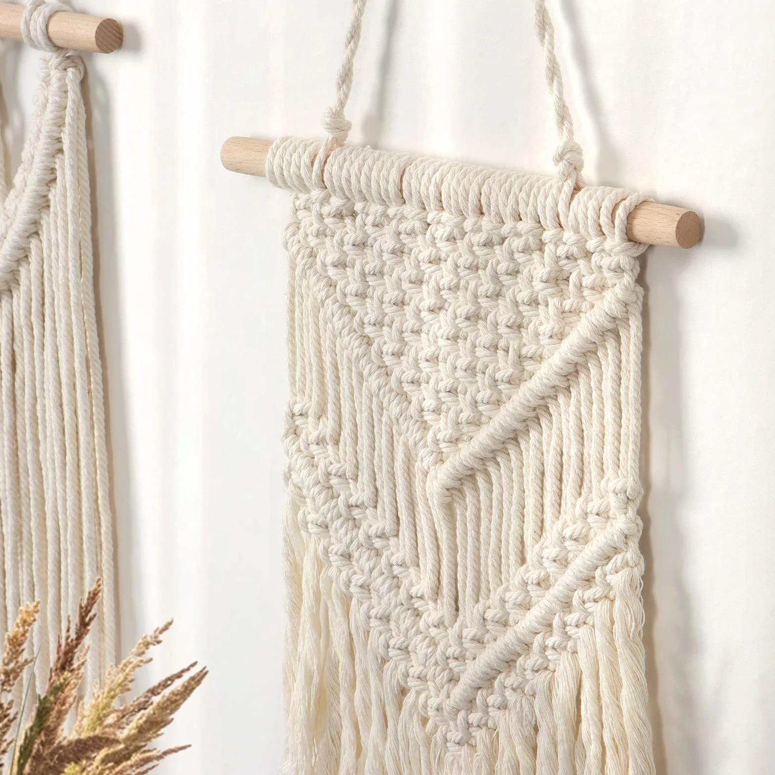 LOMOHOO 2 Stück Makramee-Wandbehang kleine gewebte Wandteppiche Wandkunst Dekoration schön für Boho-Heimdekoration Wohnung Kinderzimmer Party Dekorationen