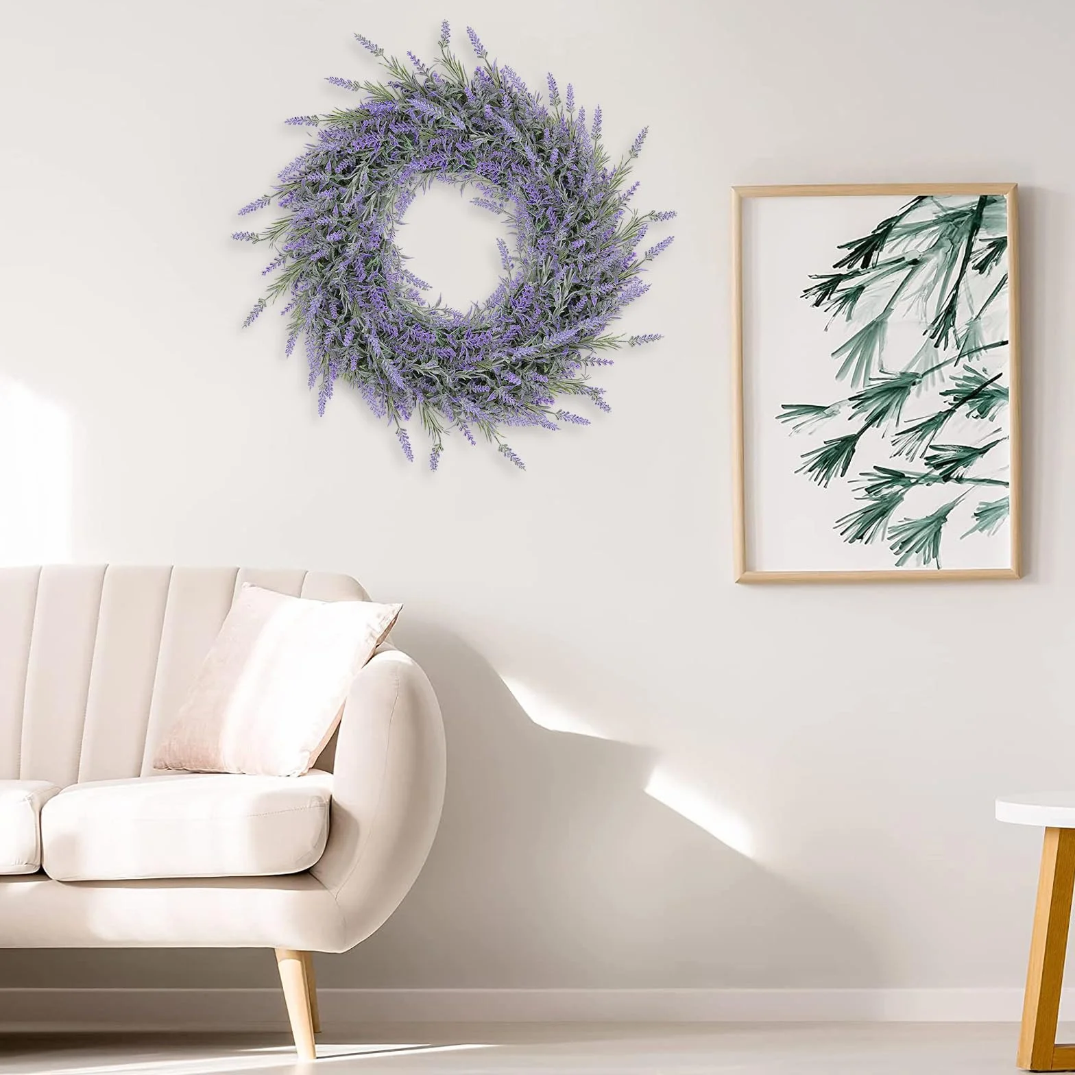 Enyhom 40 cm Künstliche Lavendel Haustür Kranz Im Freien Blume Kranz für Haustür Hängen Wand Fenster Hochzeit Party Decor
