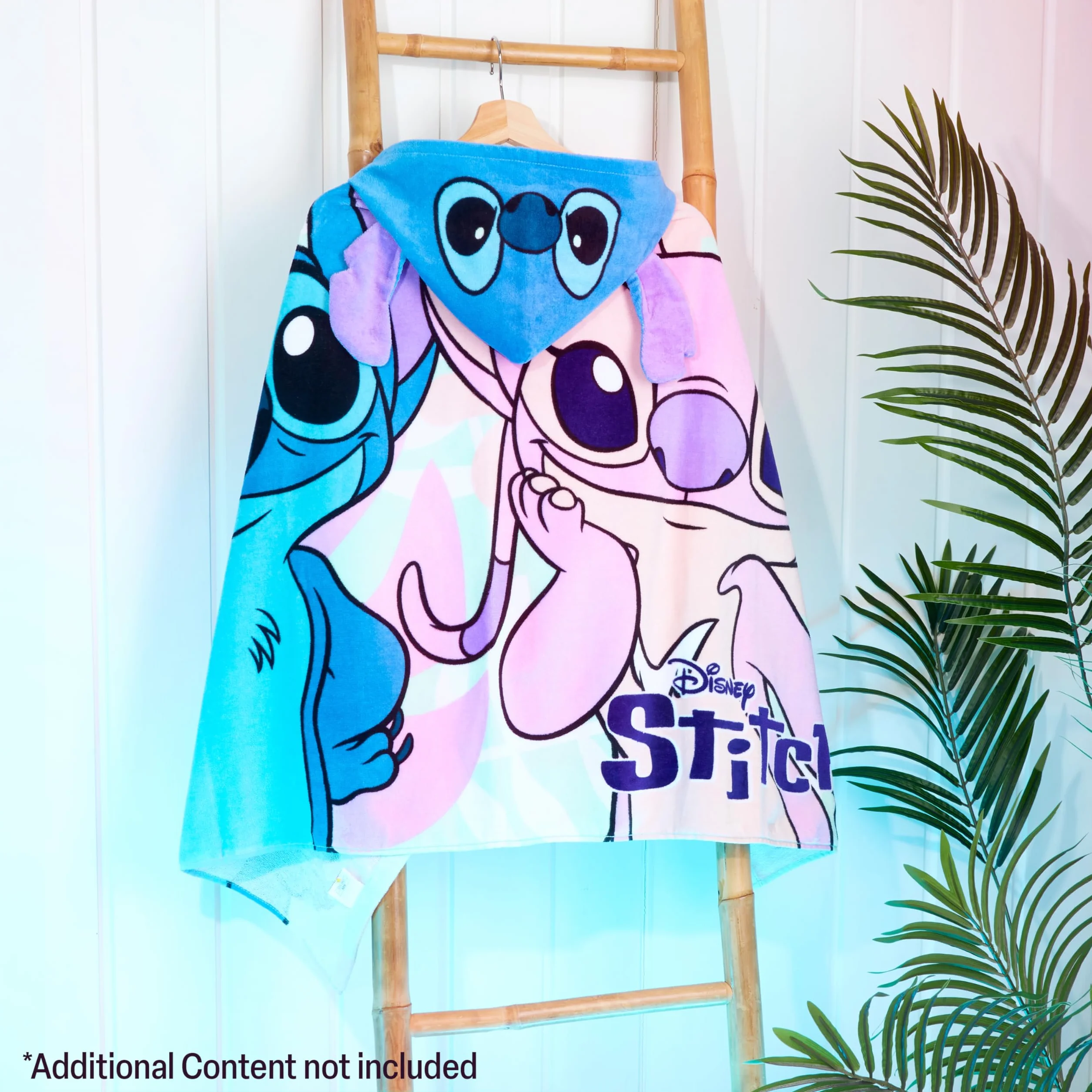 Disney Stitch Badetuch Poncho Badeponcho Kinder Strandtuch Mädchen mit Kapuze Weiches Schnelltrocknendes Handtuch für Strand Schwimmen (Blau/Mehrfarbig Stitch, 6-14 Jahren)