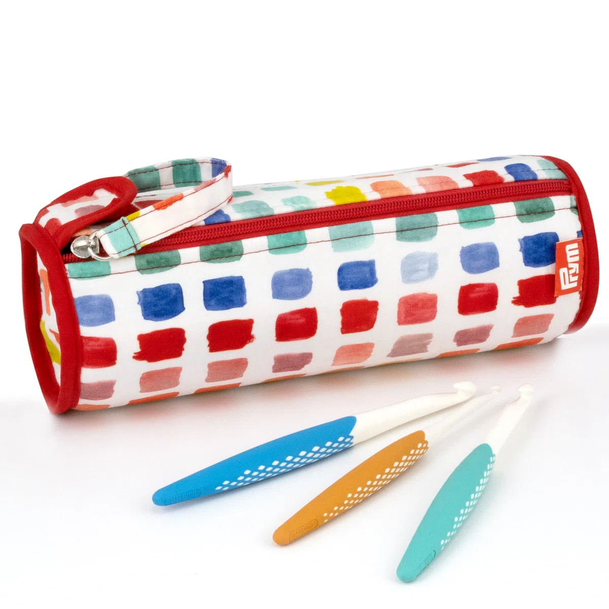 Prym 57251 Crochet Hook Roll & Organizer, Rainbow Aufbewahrungsbox für Häkelnadeln, Textil, Regenbogen-Specks