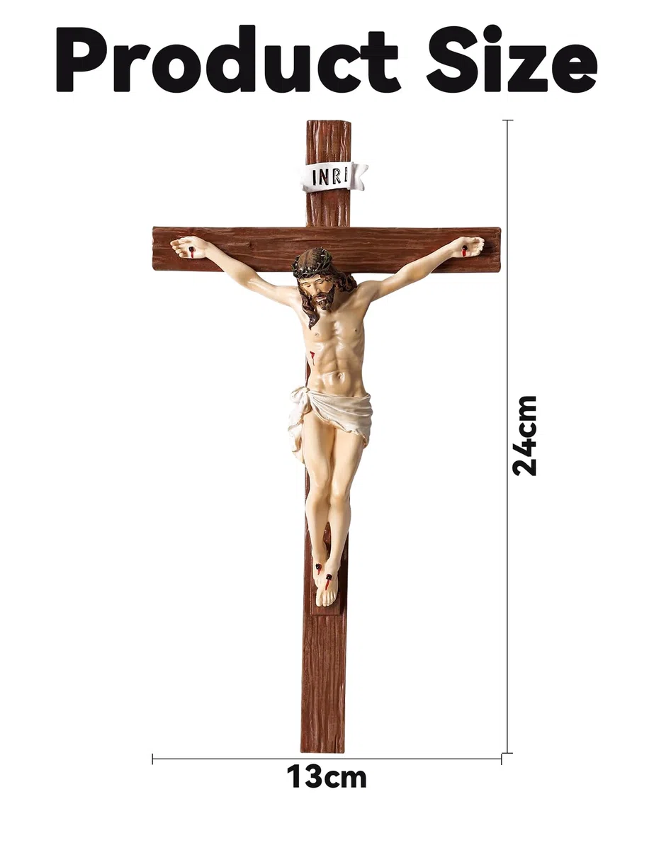 Gwezmxs Jesus Kreuz Wand, Kruzifix zum Aufhängen, 13x24cm Vintage Christliche Dekoration, Wandkunst