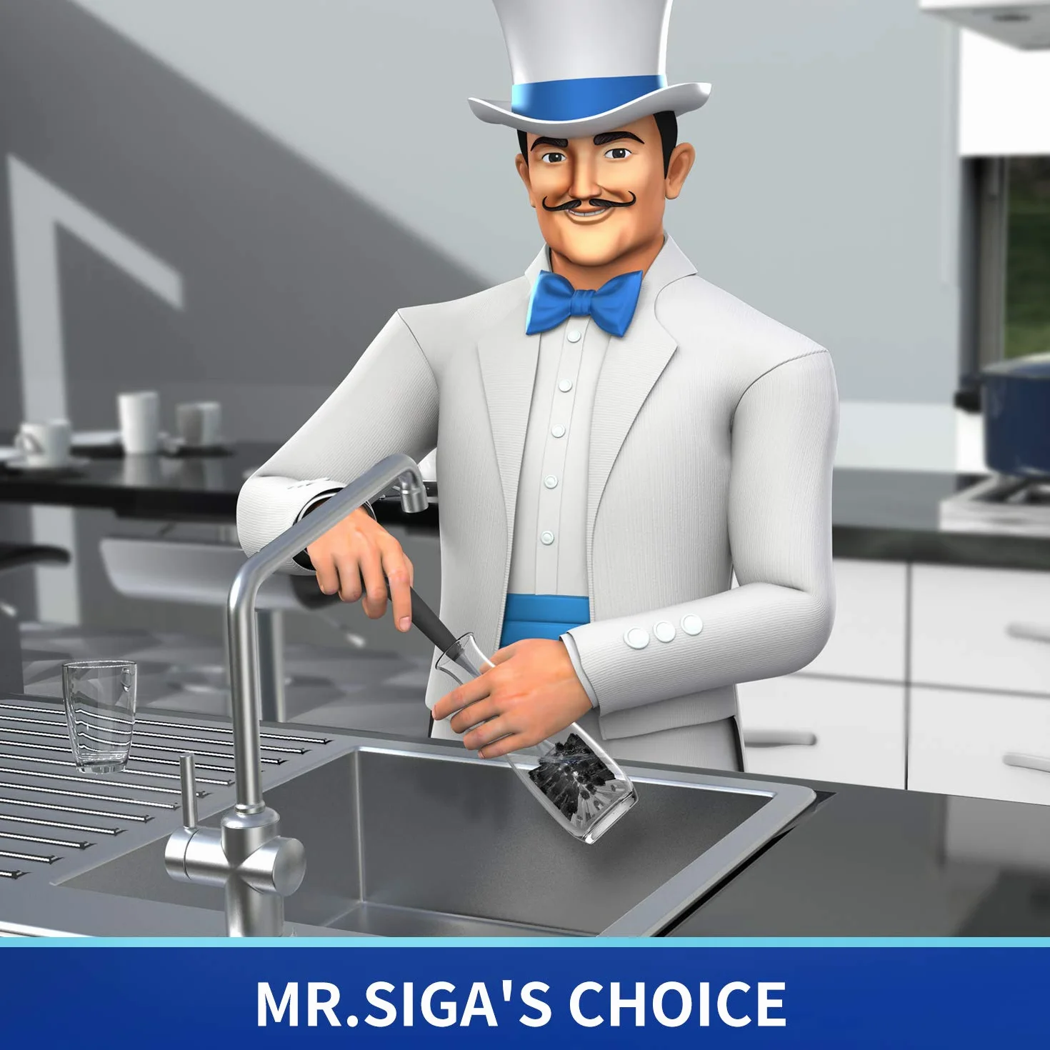MR.SIGA Flaschenbürste mit langem Stiel, Flexible Bürste für Wasserflaschen, Glaswaren und Becher, Schwarz, 2er-Pack