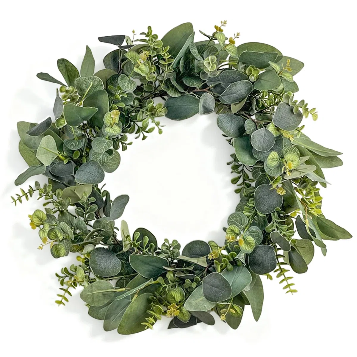 60cm Premium Eukalyptuskranz mit 4 Blattstilen - Luxus Wanddekoration für Haus & Veranstaltungen. Extra voluminös für festlichen Look. Innen/Außen ganzjährig
