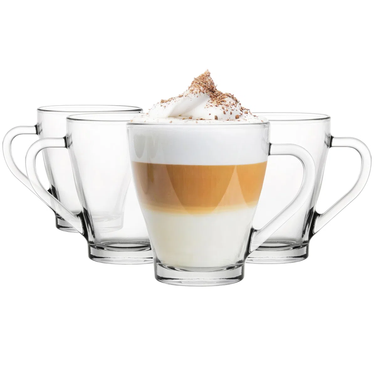 Glasmark KROSNO 1992 Gläser Set Kaffeegläser Mit Henkel Tasse 4 Stück 200 ml Kaffeetasse Trinkbecher Teetassen Becher Spülmaschinenfest, Durchsichtig