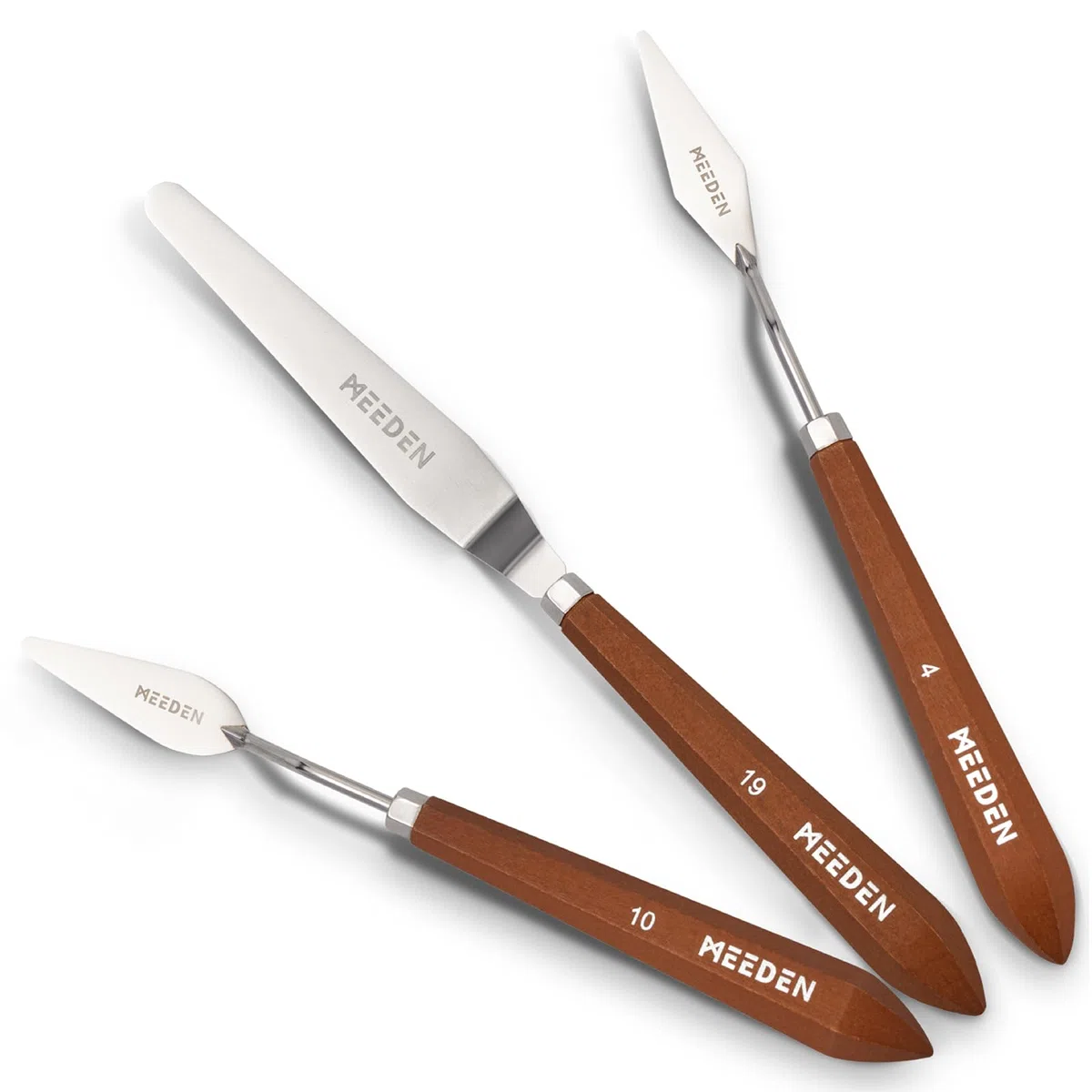 MEEDEN Künstler-Palettenmesser-Set: 3-teiliges Kunstspachtelmesser mit Holzgriff, Edelstahlklingen für Öl, Acryl-Leinwandmalerei