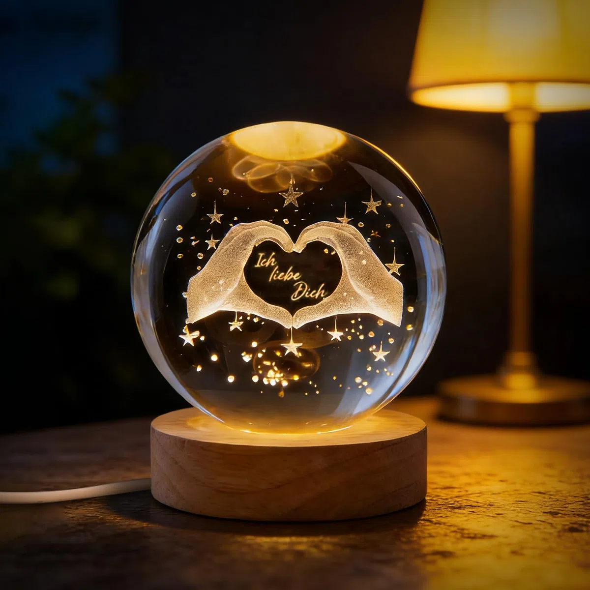 Kristallkugel freundin Geschenke,3D Kristallkugel Nachtlicht,Ich Liebe Dich Geschenke für Freundin Kristall Glaskugel Geburtstagsgeschenk für Frauen Freun-din Hochzeit Valentinstag Geschen-ke