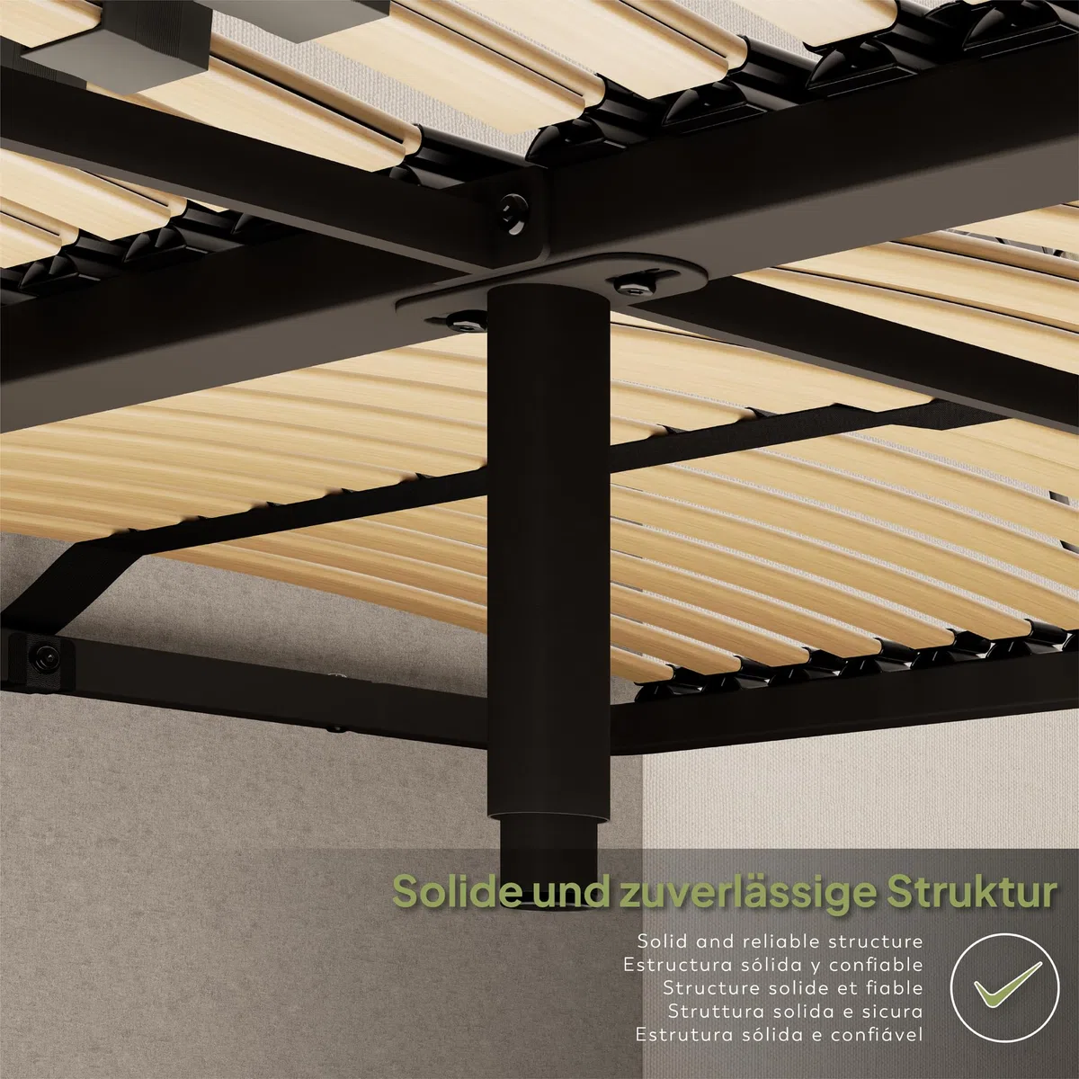 i-flair Grace Lattenrost 180x200 cm, extra stabil, Metallrahmen, 56 Schichtholz-Federleisten, 12-Fach Härtegradverstellung, Mittelgurt & Mittelzone, hohe Belastbarkeit bis 300 kg – EN 1725 geprüft
