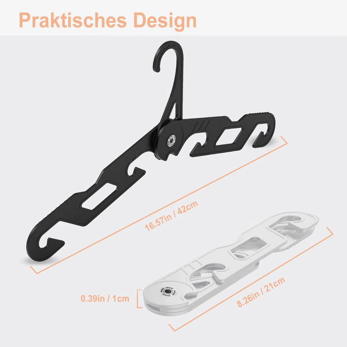 Premium Reisebügel Tragbare Klapp Kleiderbügel Super Bearing Collapsible Hanger Faltbare Kleidertrockner für Reisen, drinnen und draußen 6 Pack (3 Schwarz + 3 Weiß)