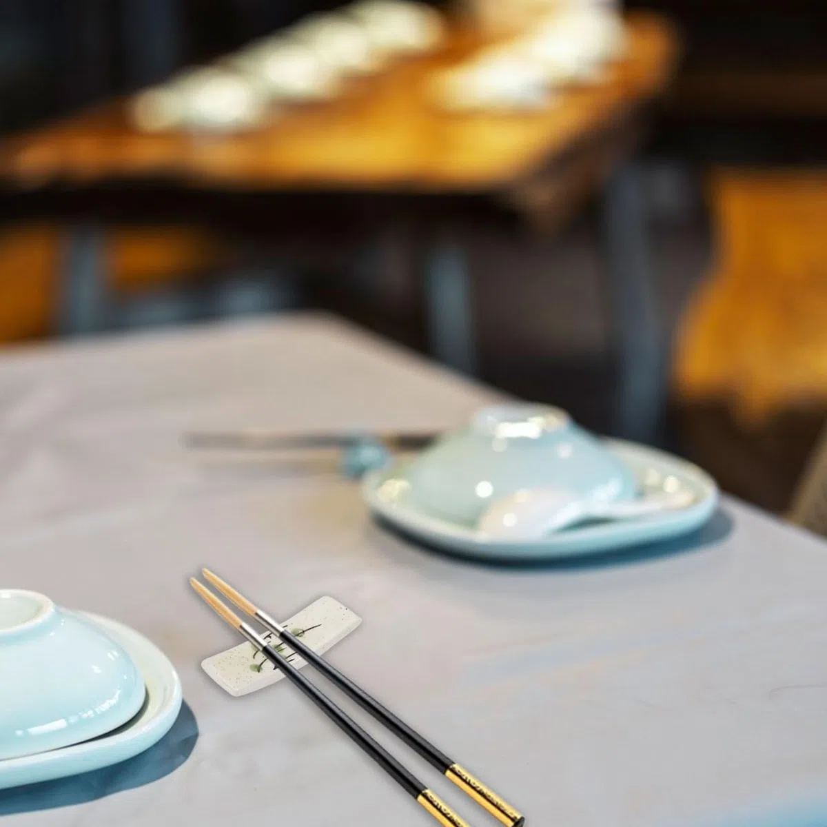 GLOBLELAND 10 Stück Keramik Stäbchen Halter Rechteckiger Japanischer Essstäbchen Halterung Lotus Wellen Niedliche Essstäbchen-Ablage Für Essstäbchen Dinner Party Restaurant