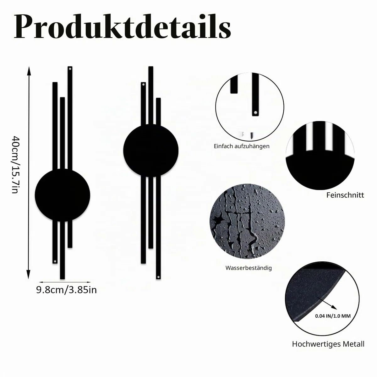 DUOOLN Abstrakte Metall-Wanddekoration, schwarz, modern, geometrisch, hängende Gemälde, minimalistische Linienkunst-Skulptur, Wohnzimmer, Schlafzimmer, Badezimmer, Büro, Bauernhaus-Dekoration