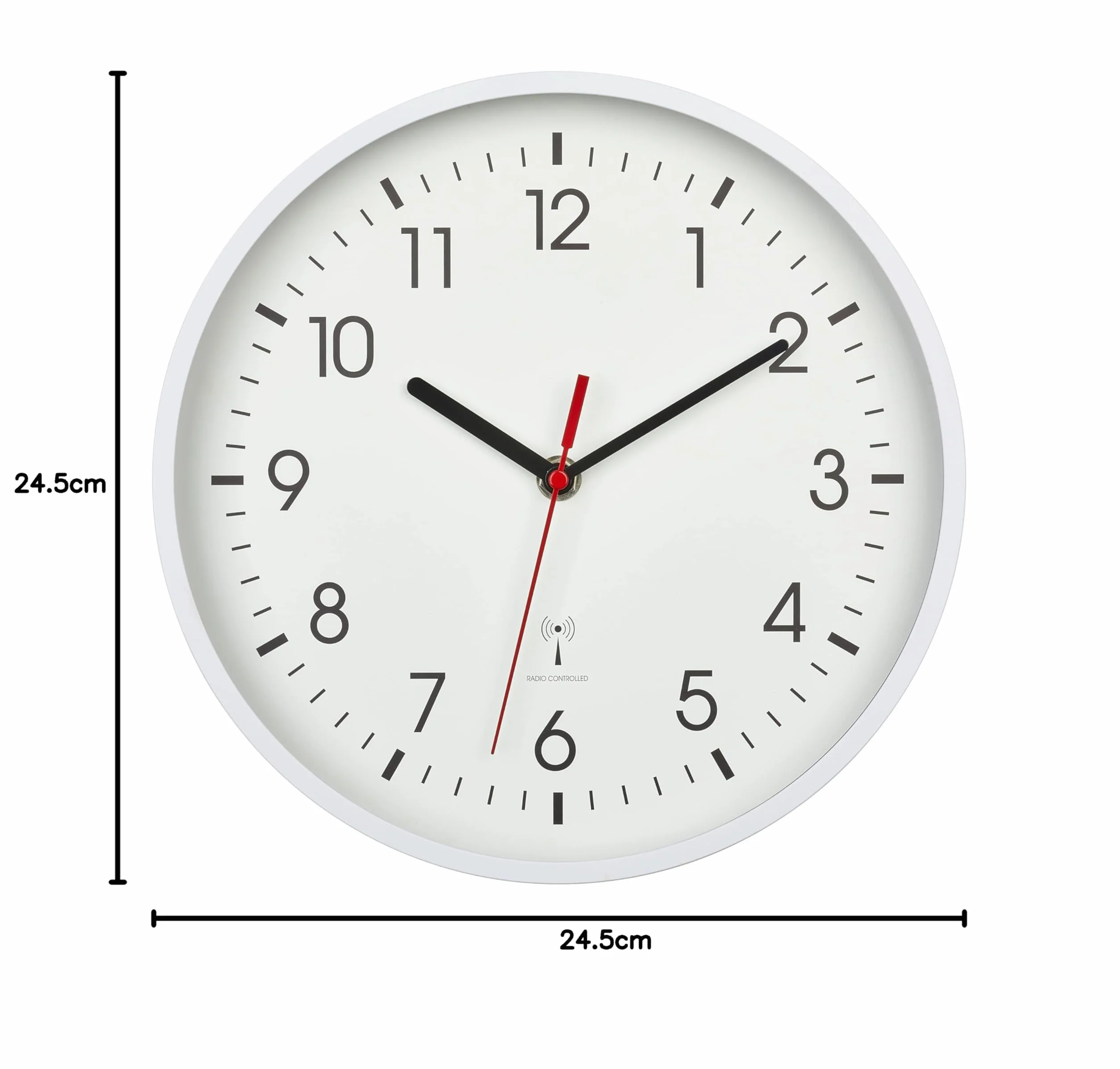 TFA Dostmann Analoge Funk-Wanduhr, 60.3550.02, höchste Genauigkeit, modern, analog, Glasabdeckung, für Büro, zu Hause, Geschenk, 245 x 245 x 42 mm, Weiss