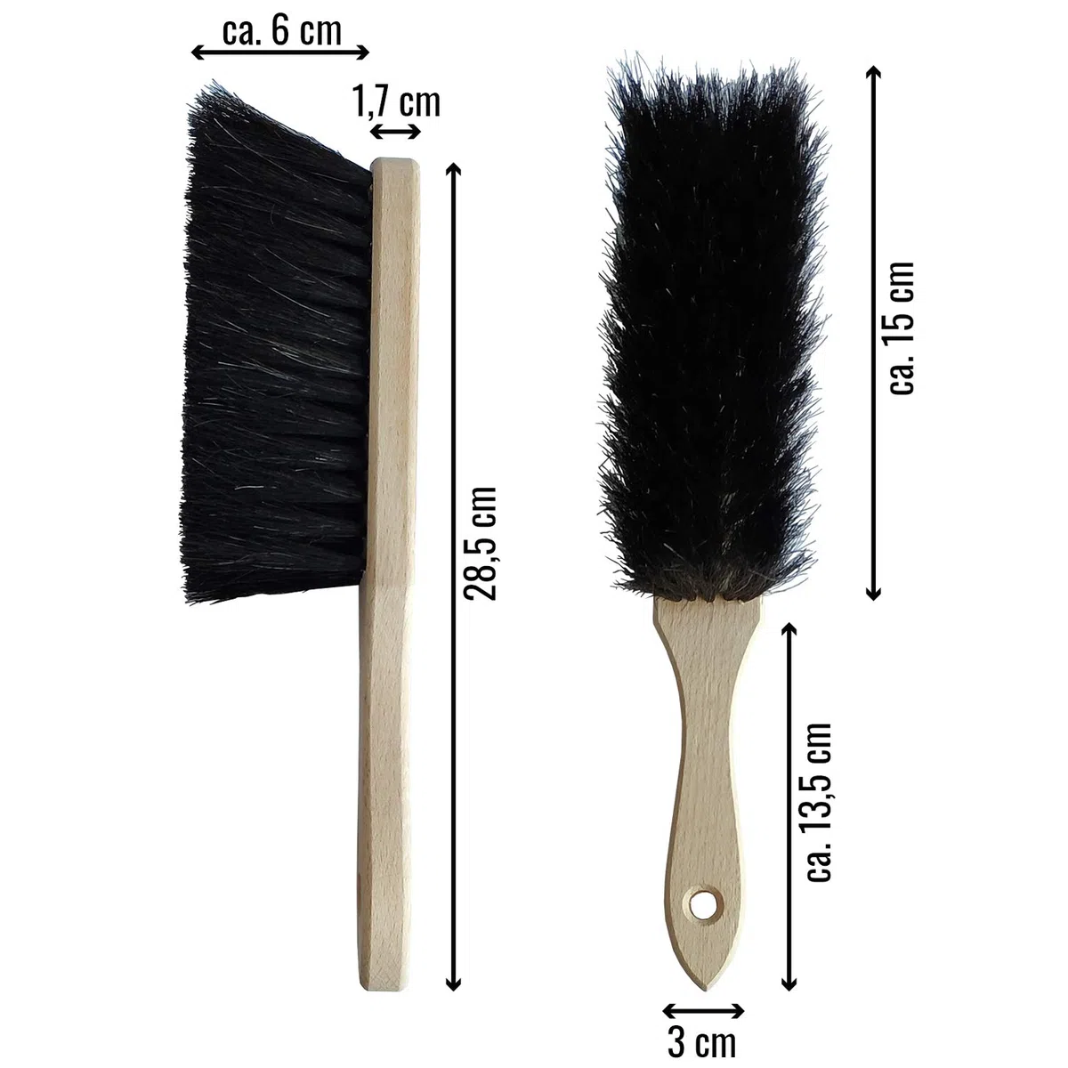 Kehrblech und Naturhaar Handfeger, Kehrgarnitur, Handbesen & Schaufel, Kehrset schwarz, Kehrschaufel & Handbesen - Made in Germany