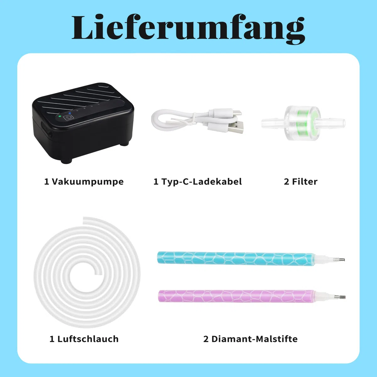 Mlife Elektrischer Diamond Painting Stift,Wiederaufladbarer Diamant Vakuum Stift Für Diamond Painting– 3 Einstellbare Saugstufen, Vakuum Diamond Painting Zubehör Stift,Kein Wachs Erforderlich(Schwarz)