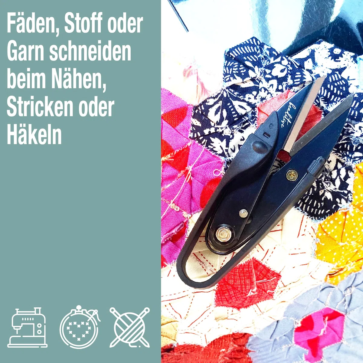 Beaditive Premium Fadenschere - Faden-, Garn-, Stickereischneider zum Nähen, Quilten, Stricken, Schmuckherstellung - Klingen aus Hartstahl mit Schutzkappe und Umhängeband
