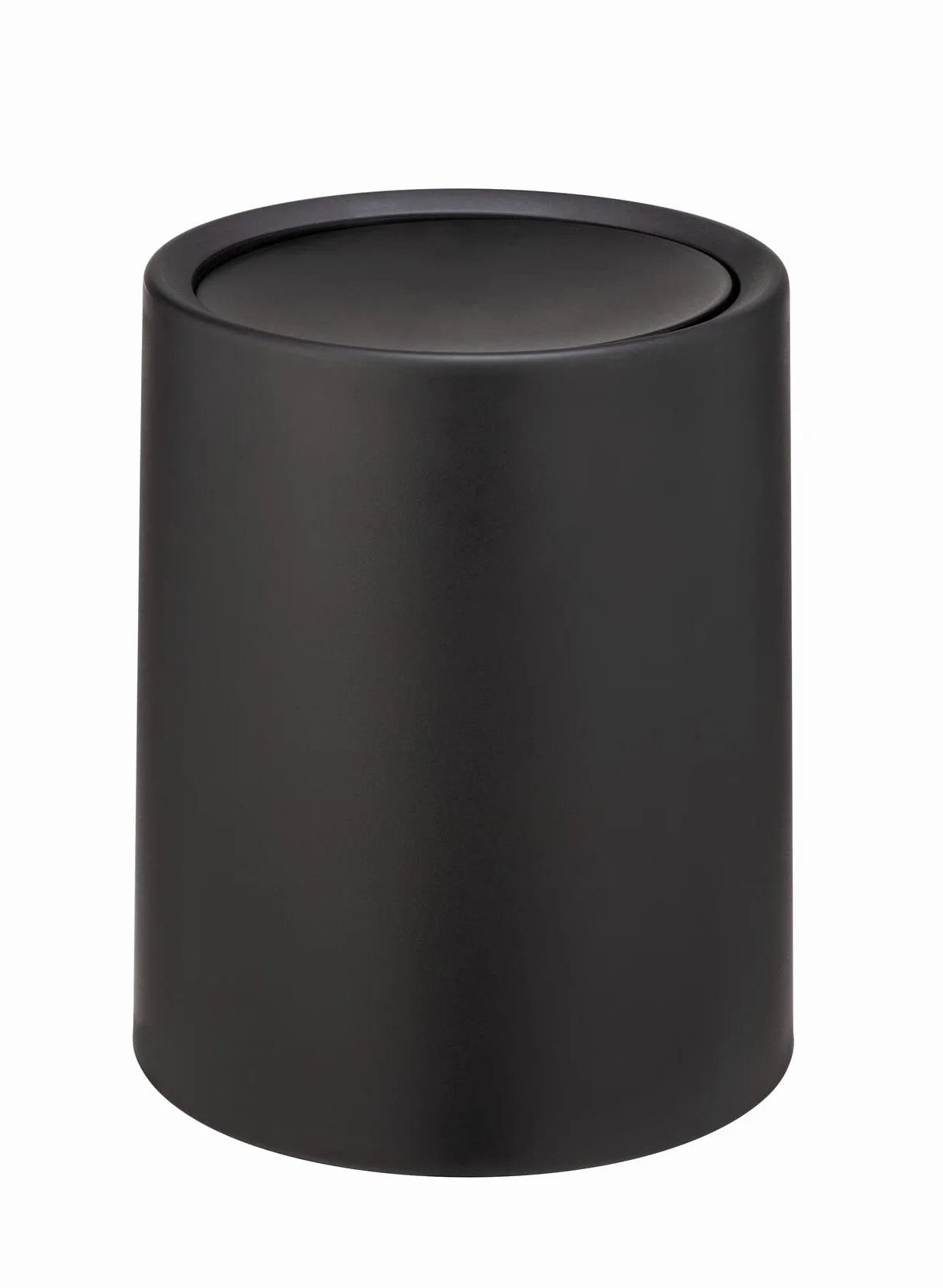 WENKO Schwingdeckeleimer Mod. Atri, 6 Liter Kosmetikeimer mit Deckel aus hochwertigem Kunststoff mit Inneneimer, Hülle zum Überstülpen macht Müllbeutel unsichtbar, (B/T x H): Ø 21 x 25,5 cm, Schwarz