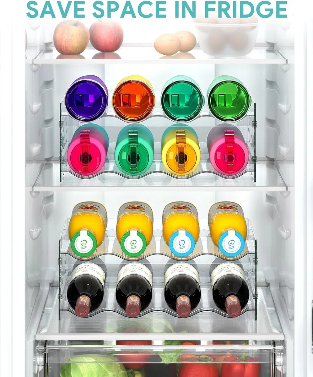 ItMvmt 4 Tier Wasserflasche Veranstalter für Kabinett, flaschenregal kühlschrank stapelbar, Organizing Bottles stapelbar Wasserflasche Lagerung Rack für Küche Organisation