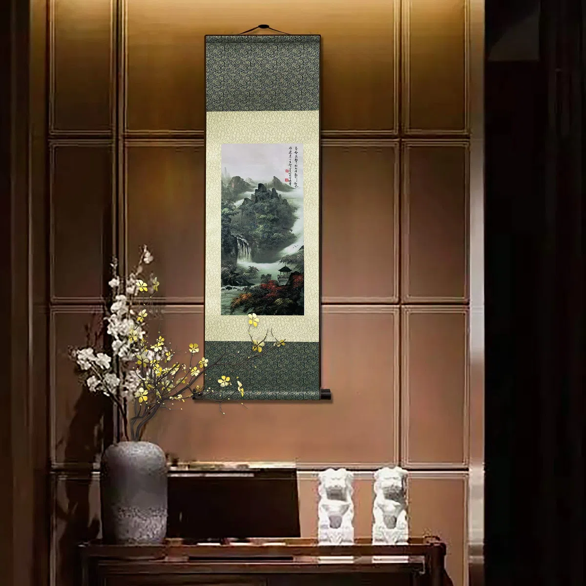 Orientalische Deko, Asiatisch Wand Dekor, SchöN Wall Decoration Wanddeko Schlafzimmer Wall Decoration Schriftrolle Wanddeko Wohnzimmer Wandbehang Deko Wand Wandtuch