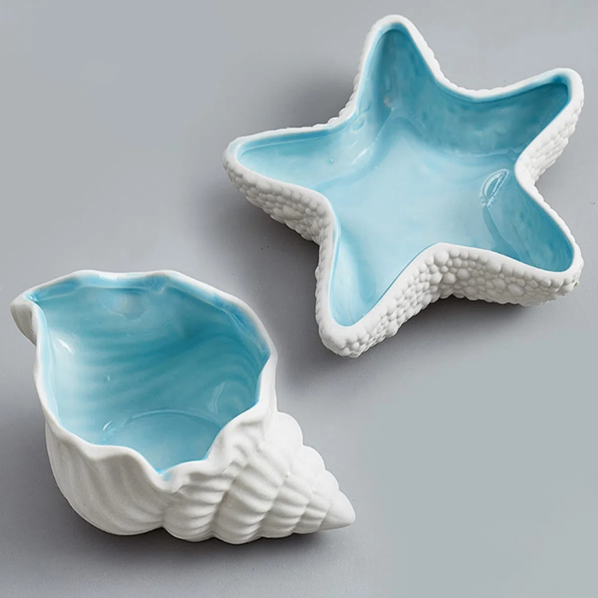 Disoza Groß Muschel Schale Deko Schmucktablett Sea Shell Dekoschale 19.5*12*9cm Schmuck Tablett Keramik Ablageschale Schlüssel Speiseteller Porzellan Desserttelle Schlüsselschale Flur Schlüsselablage
