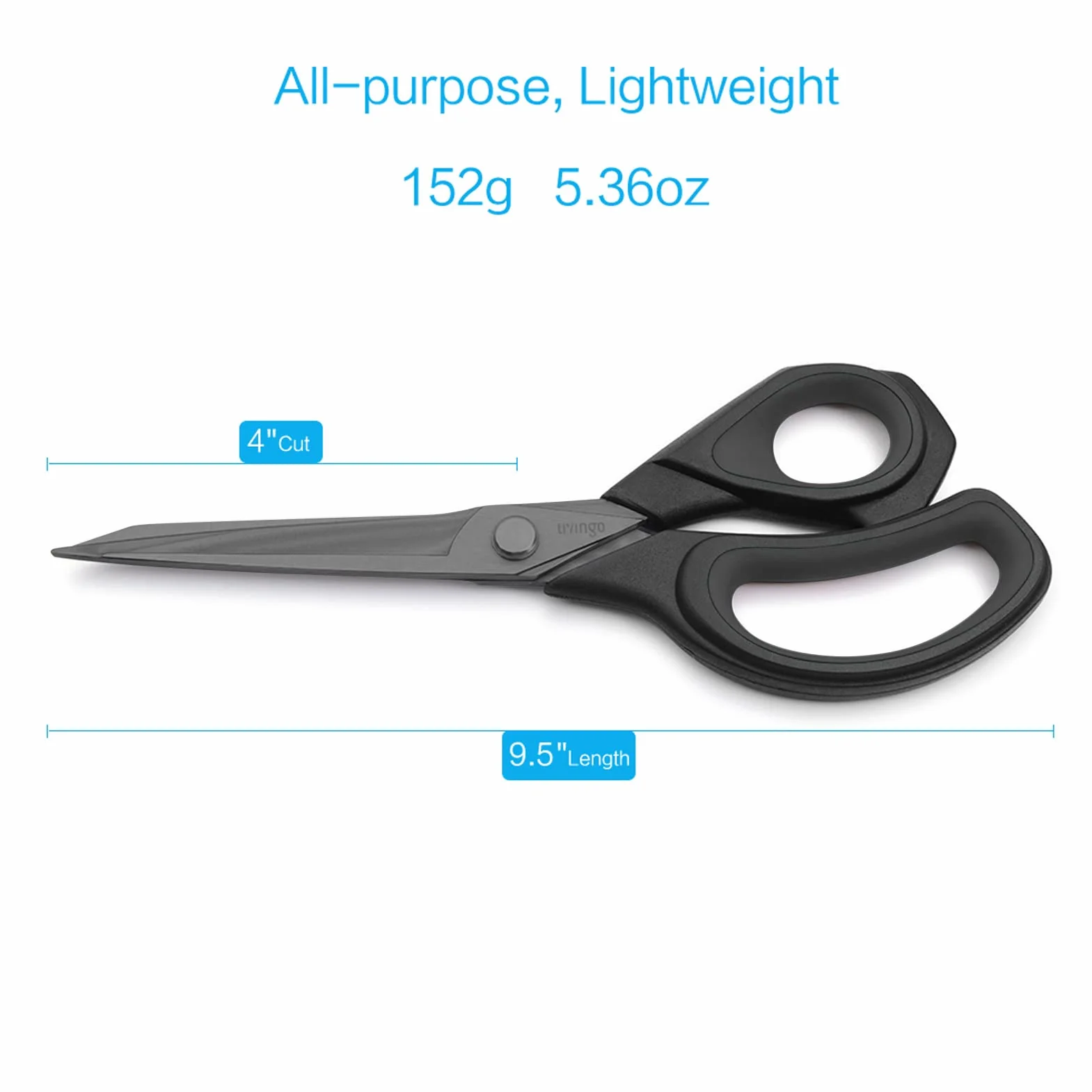 LIVINGO Professionelle Scharfe Schneiderschere: Hochwertiger Edelstahl mit Titan-Klingen, Multifunktionale Stoff- und Polstermaterialschere, 24 cm Schwarz