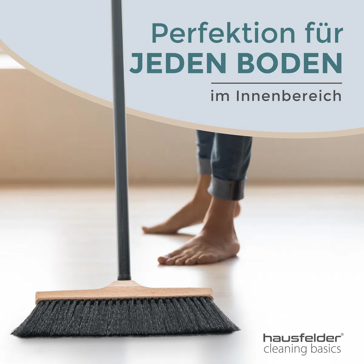Hausfelder Innenbesen, 30cm Besen | Innenbesen mit Stiel & Besenstiel mit Gewinde, Hausbesen Küchenbesen Haushaltsbesen 30cm Holz