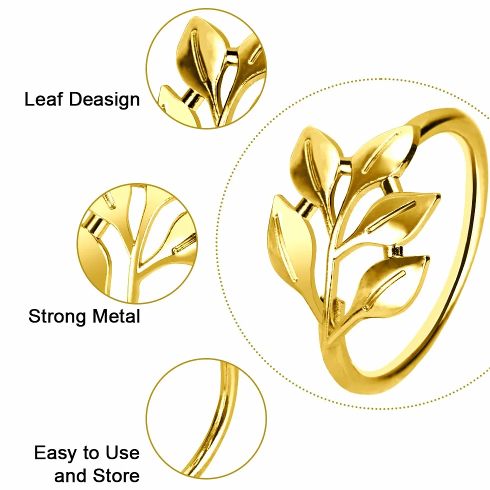 Blatt Serviettenringe Set, 30 Stück Metall Serviettenring Halter Schnallen für Tischdekorationen, Serviettenhalter für Stoffservietten Verzierung für Hochzeit Weihnachten Abendessen (Gold, 1.7in)