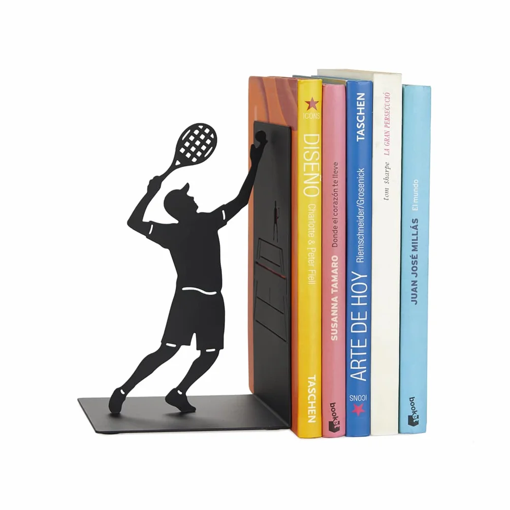 Balvi Bücherstütze Match Ball Farbe Schwarz Buchstütze für Ihre Bücher im Bücherregal in Form eines T