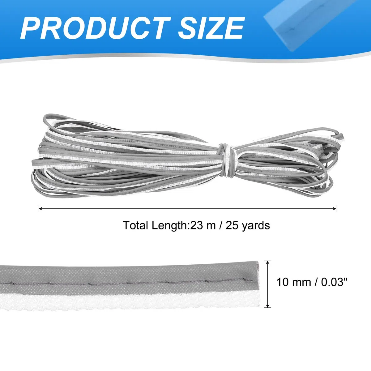 PATIKIL Reflektierendes Paspelband 25 Yards/23 Meter, Einfassungsband zum Aufnähen von hochsichtbarem Paspelband für Kleidung und Taschen, Highlight Silber