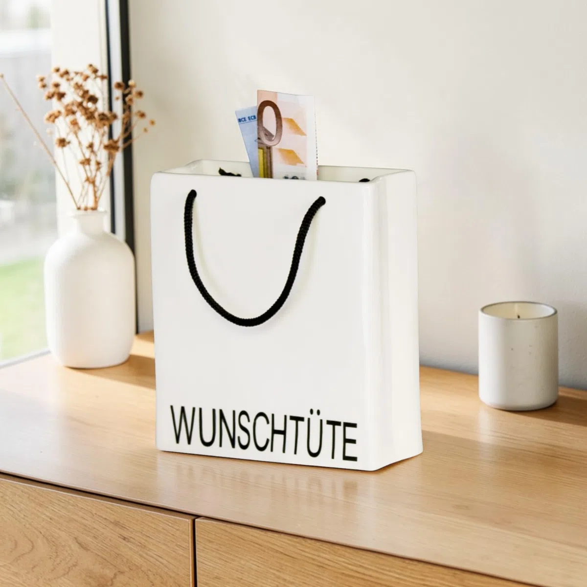 Casablanca Spardose Wunscherfüller – Sparschwein 18. Geburtstag Mädchen Trinkgeldkasse Geld sparen Spartopf Money Box – Porzellan 13 x 5 x Höhe 14 cm