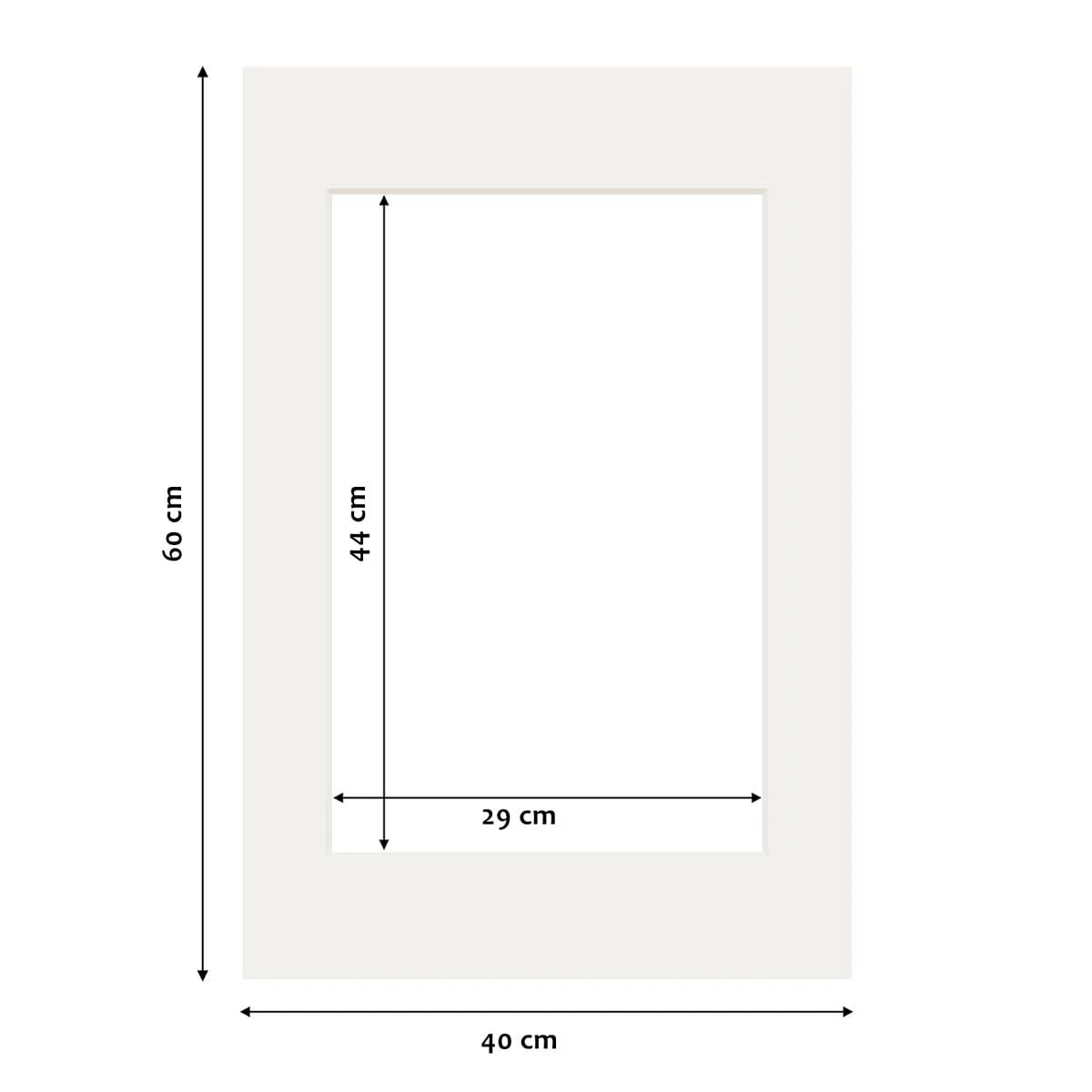 PHOTOLINI Passepartout 40x60 aussen für 30x45 innen, säurefrei 1,5 mm Passepartout Karton Creme-Weiß, alterungsbeständige Schrägschnitt - Passepartouts, Präsentation & Schutz von Bildern und Fotos