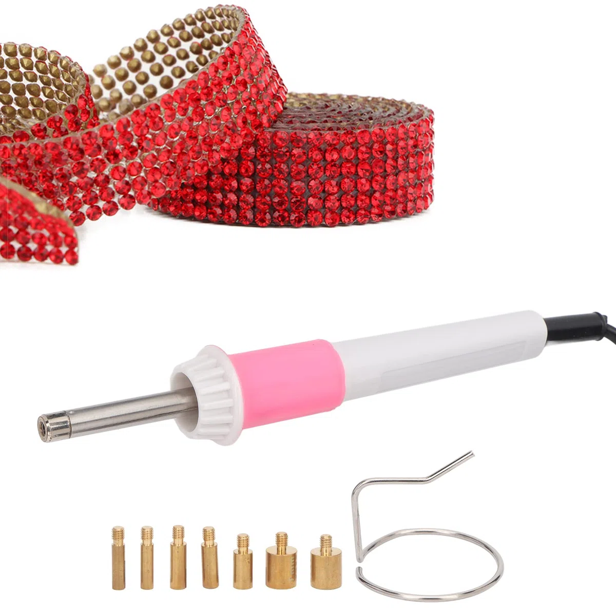 Qcwwy Hotfix-Applikator, DIY Hot Fix Setter Applikator Wand Tool Kit Set mit 7 Verschiedenen Größen Tipps DIY Crafts Hotfix Tool